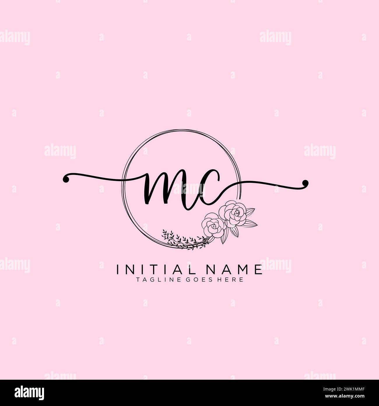 MC Initial handwriting logo with circle Stock Vector