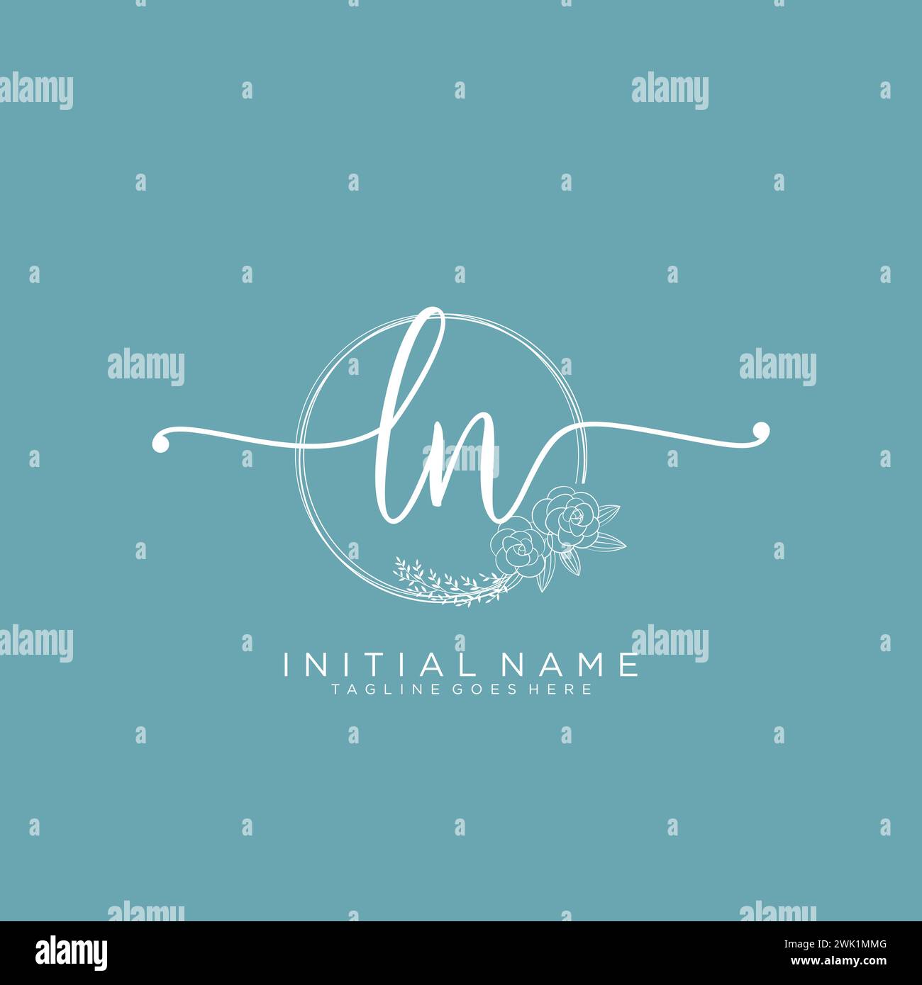 LN Initial handwriting logo with circle Stock Vector