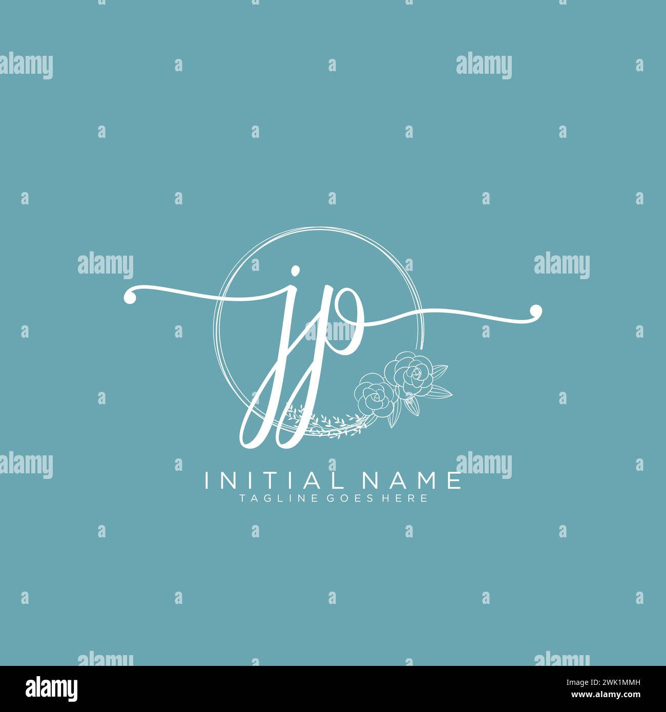 JP Initial handwriting logo with circle Stock Vector
