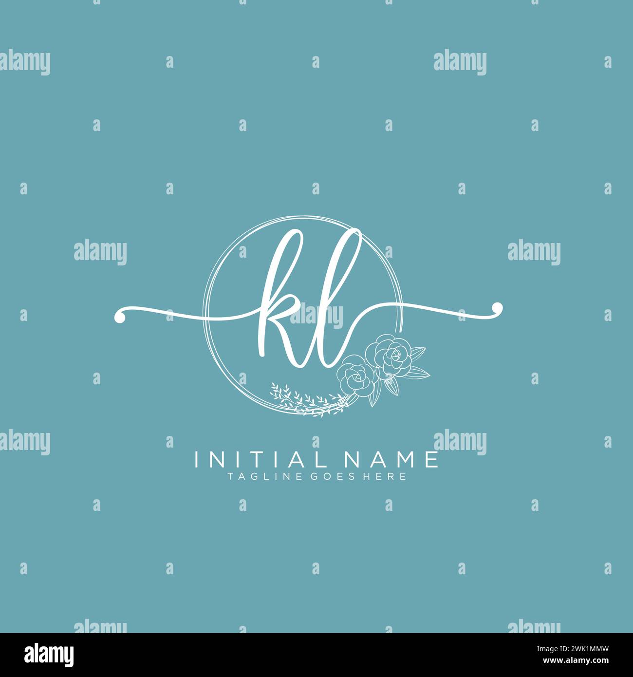 KL Initial handwriting logo with circle Stock Vector
