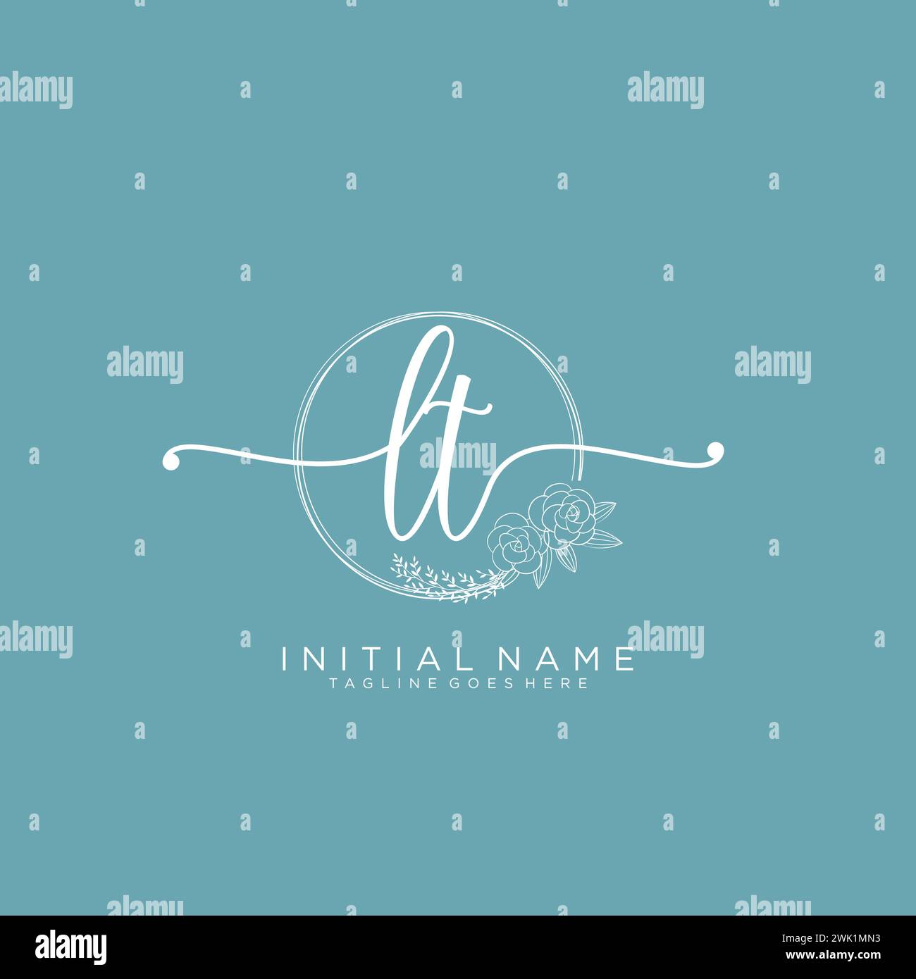 LT Initial handwriting logo with circle Stock Vector