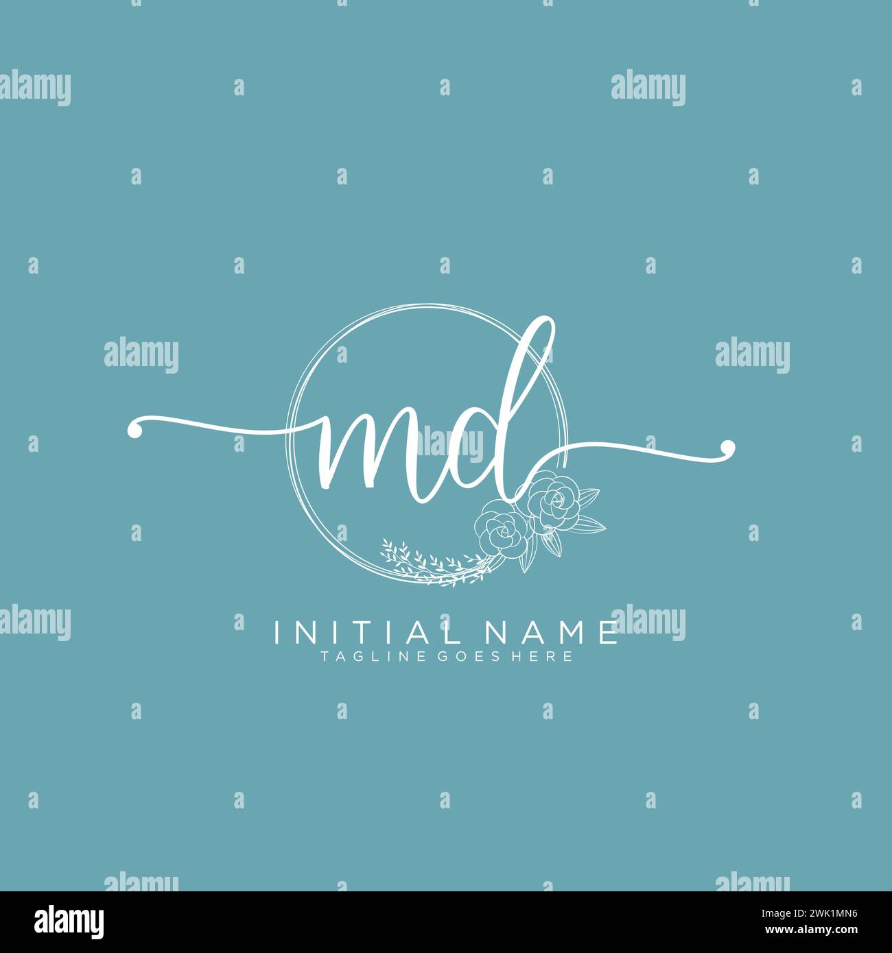 MD Initial handwriting logo with circle Stock Vector
