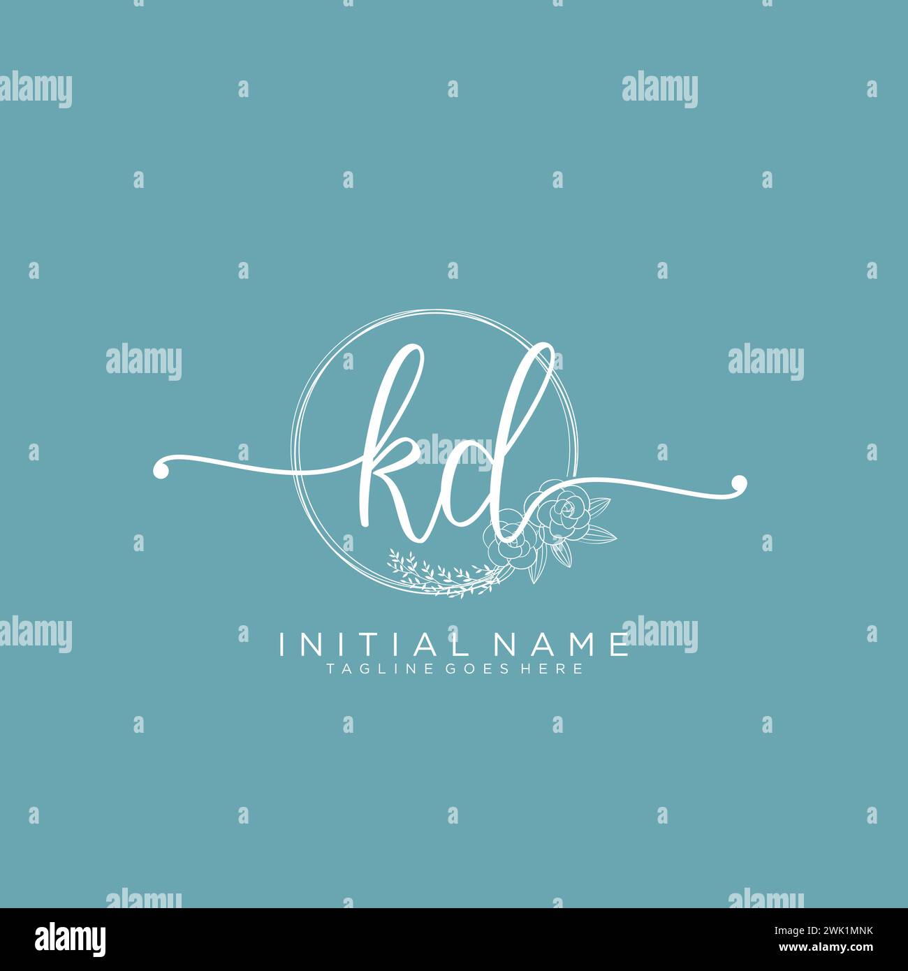KD Initial handwriting logo with circle Stock Vector
