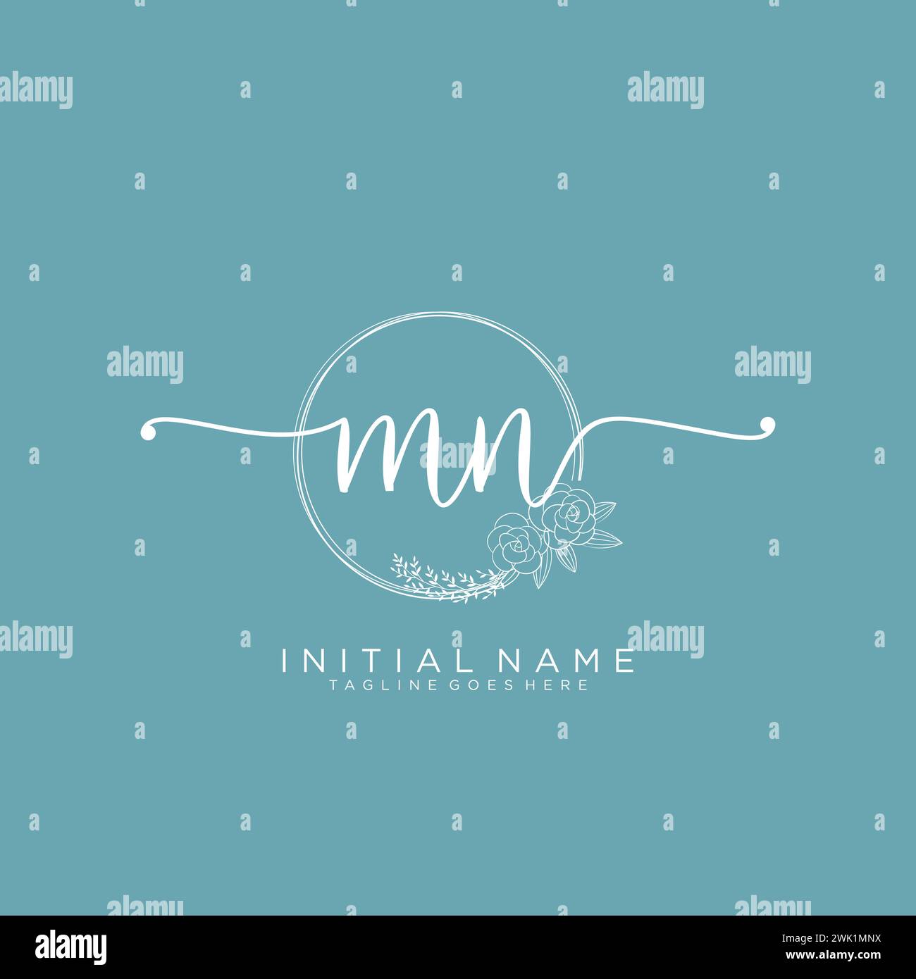MN Initial handwriting logo with circle Stock Vector