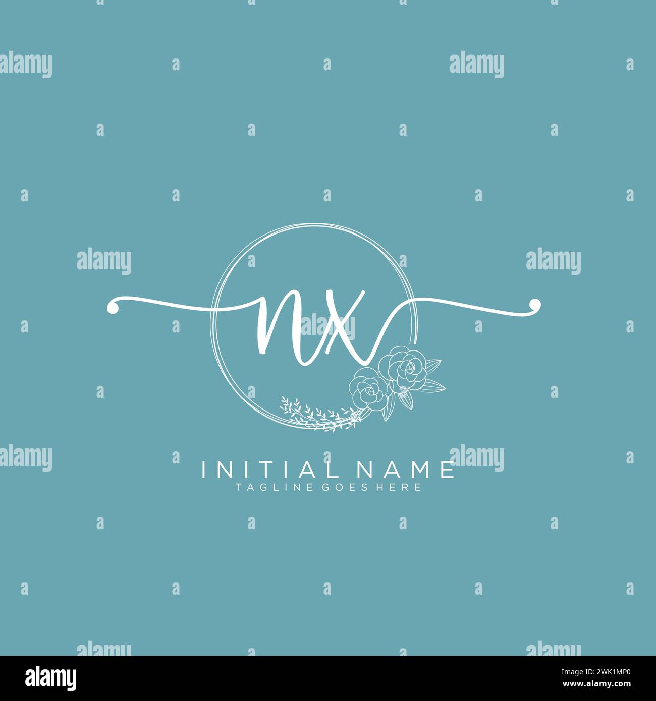 NX Initial handwriting logo with circle Stock Vector
