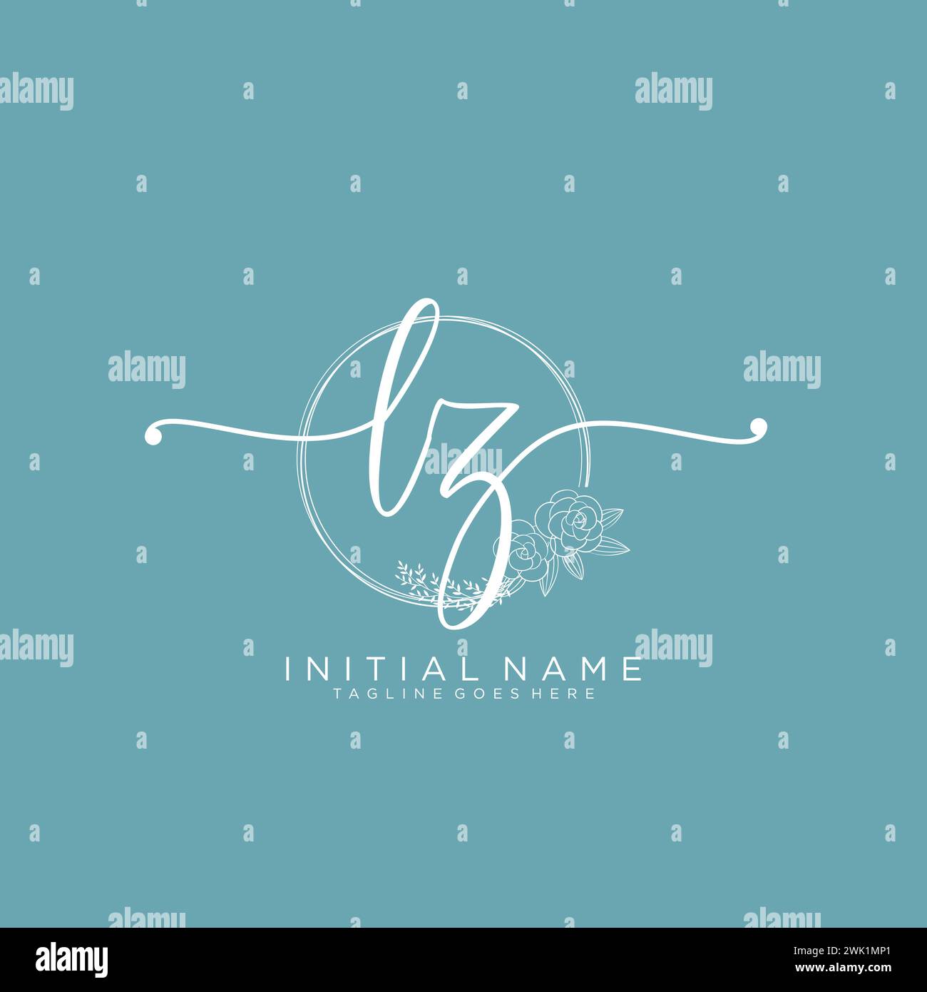 LZ Initial handwriting logo with circle Stock Vector