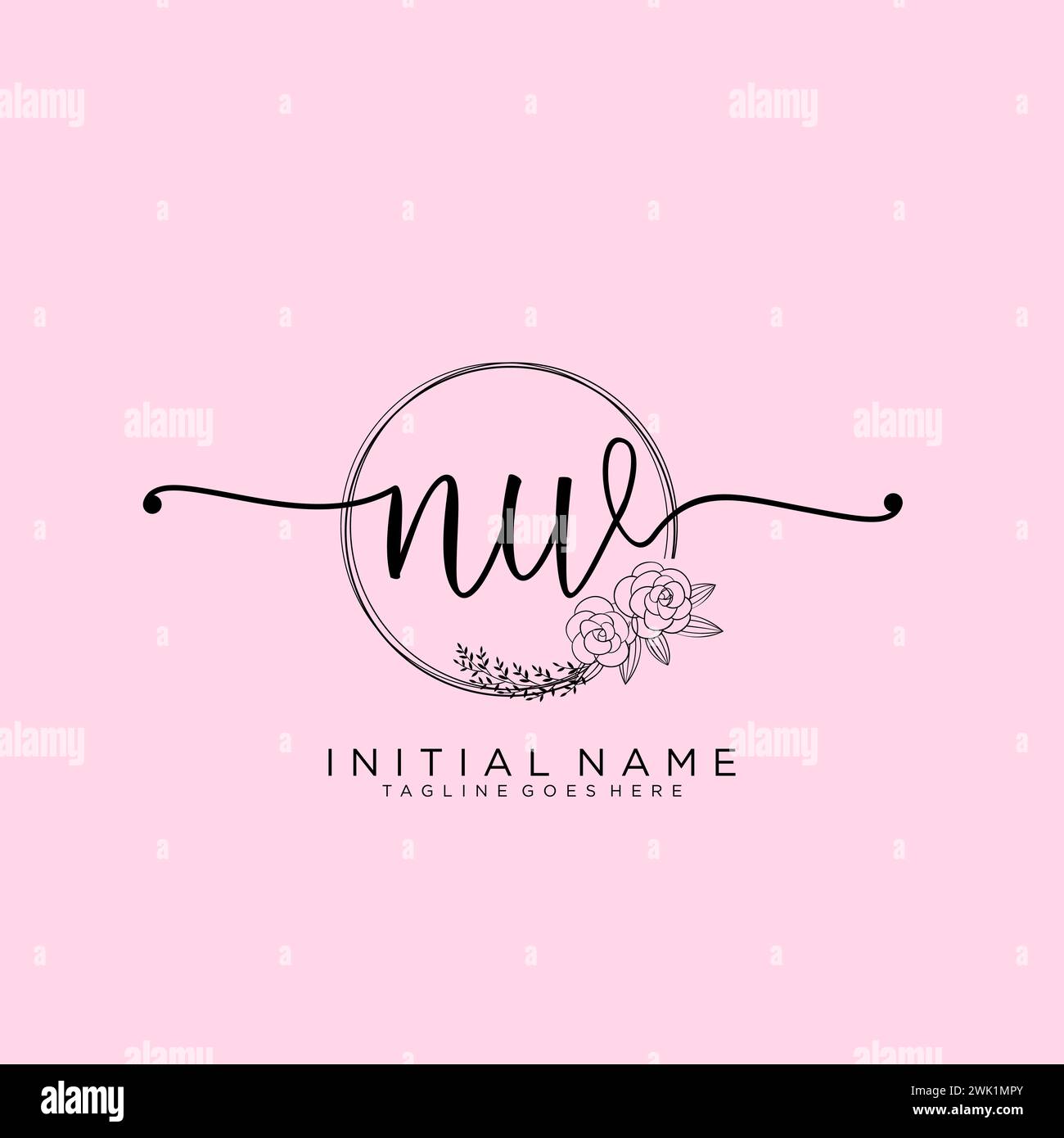 NW Initial handwriting logo with circle Stock Vector