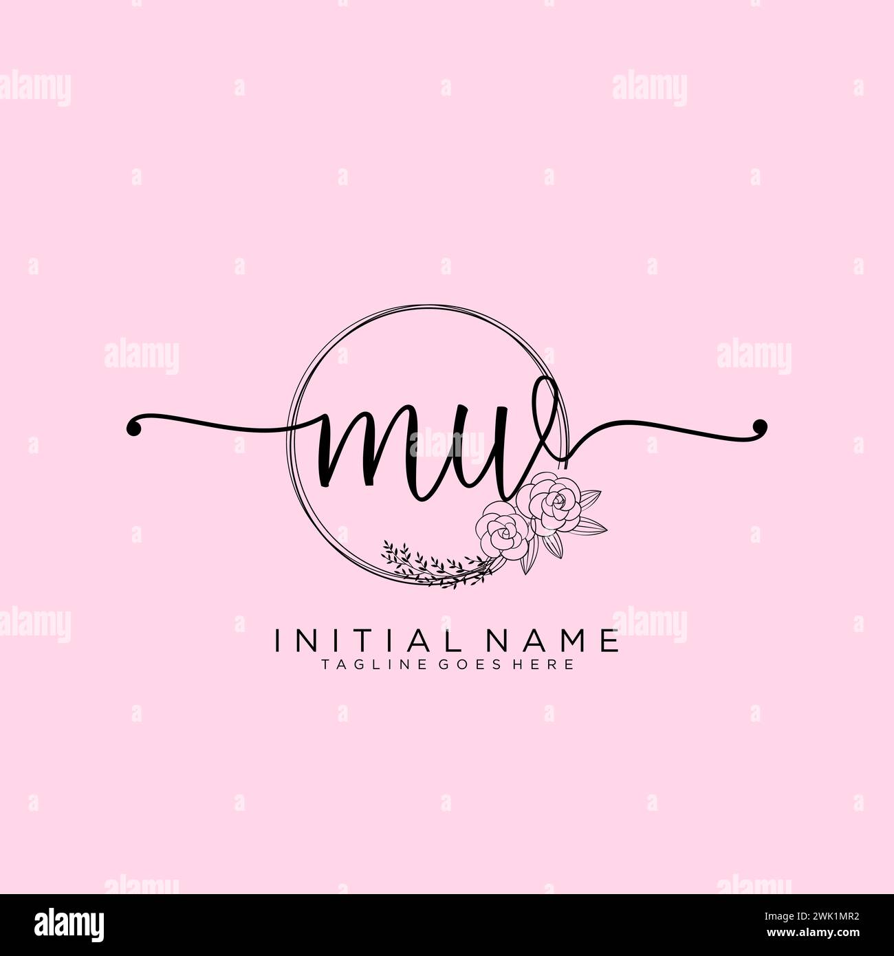 MW Initial handwriting logo with circle Stock Vector
