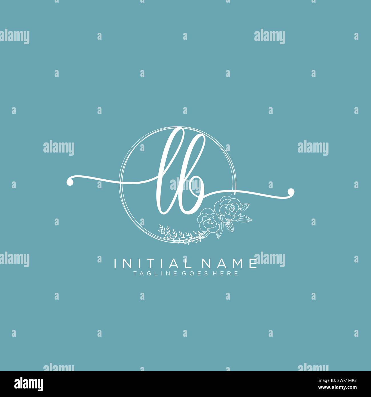 LB Initial handwriting logo with circle Stock Vector