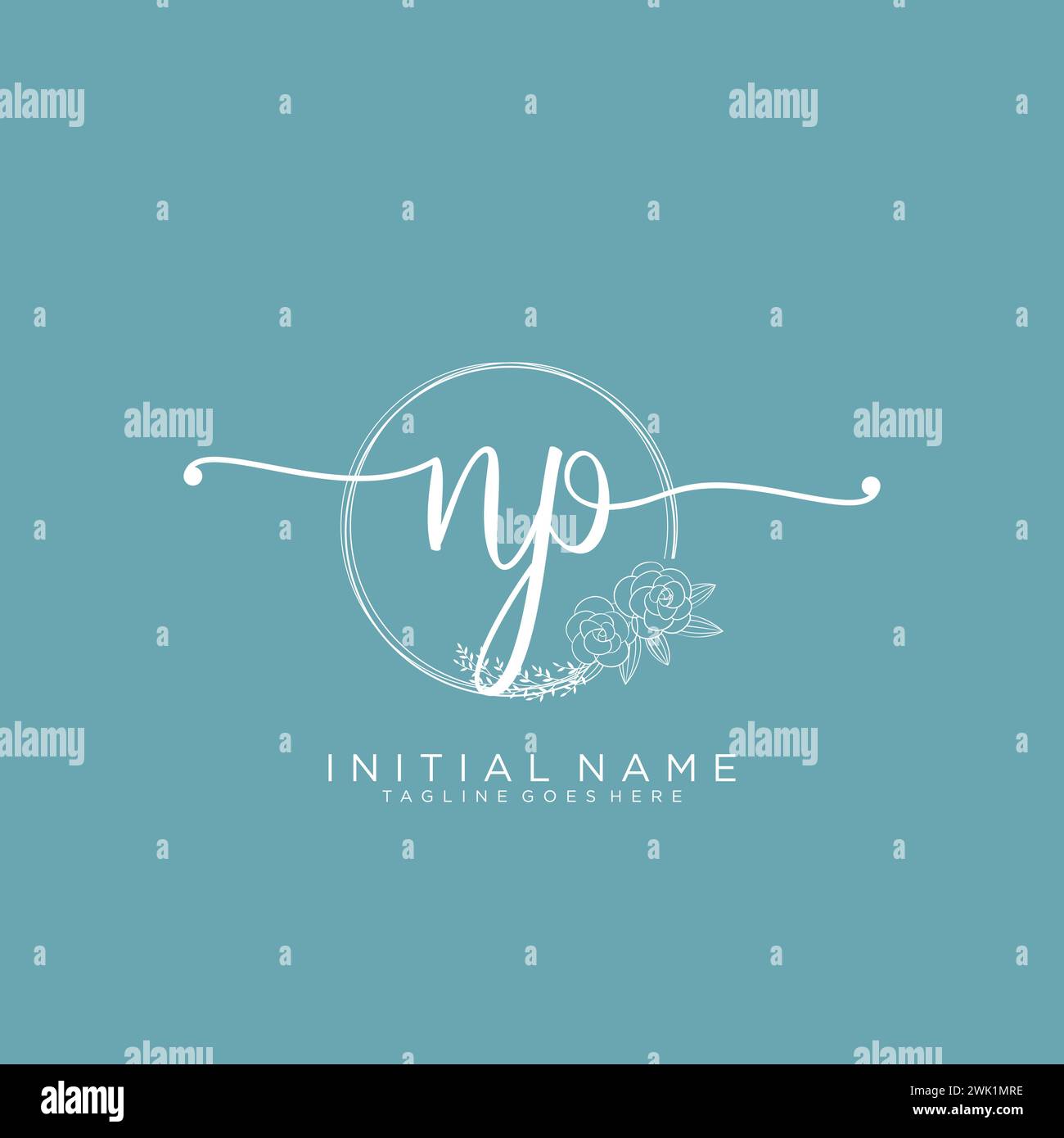 NP Initial handwriting logo with circle Stock Vector