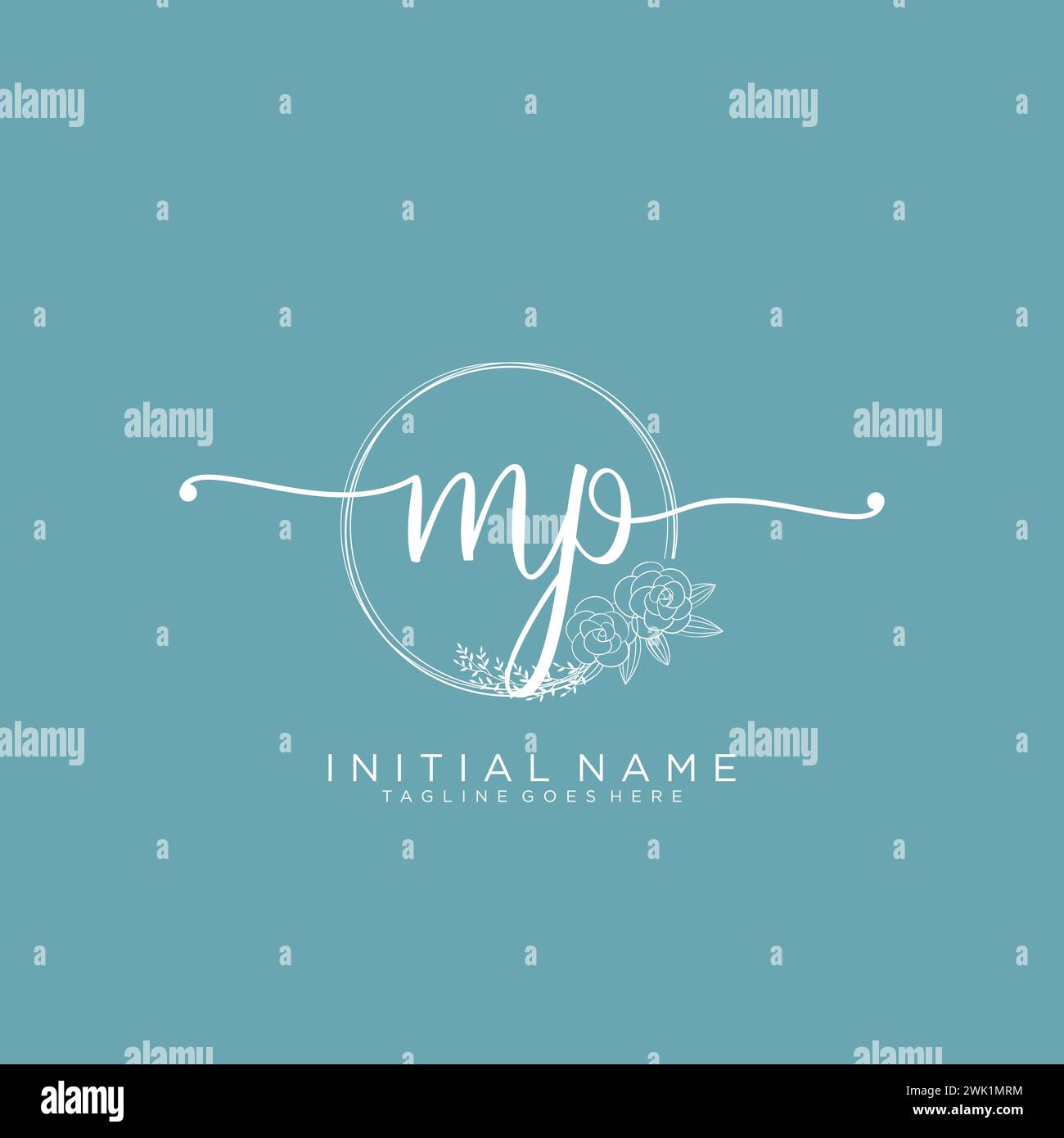MP Initial handwriting logo with circle Stock Vector