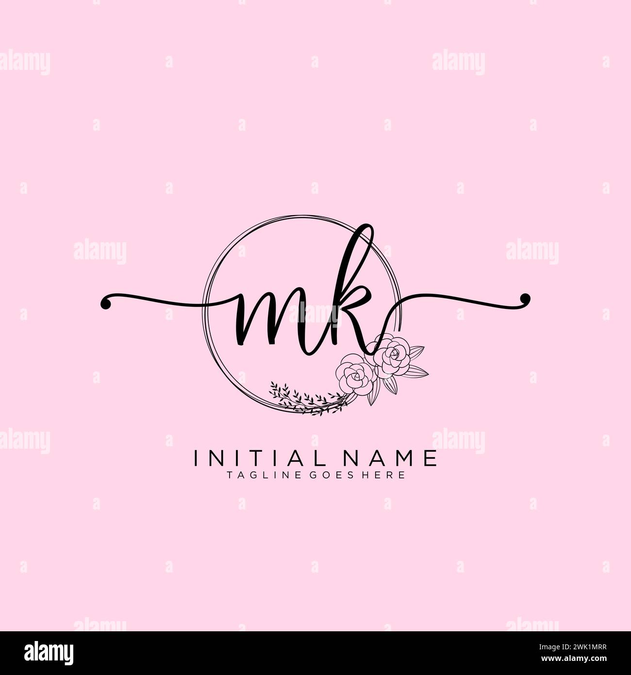 MK Initial handwriting logo with circle Stock Vector