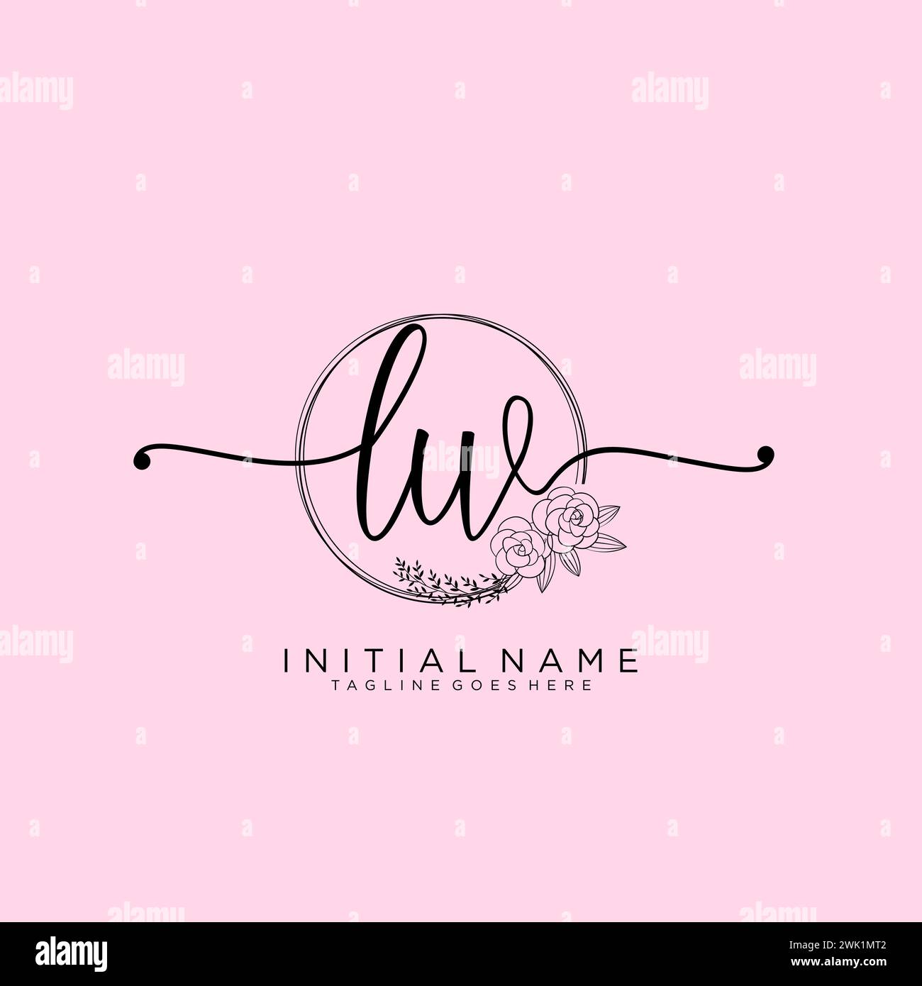 LW Initial handwriting logo with circle Stock Vector