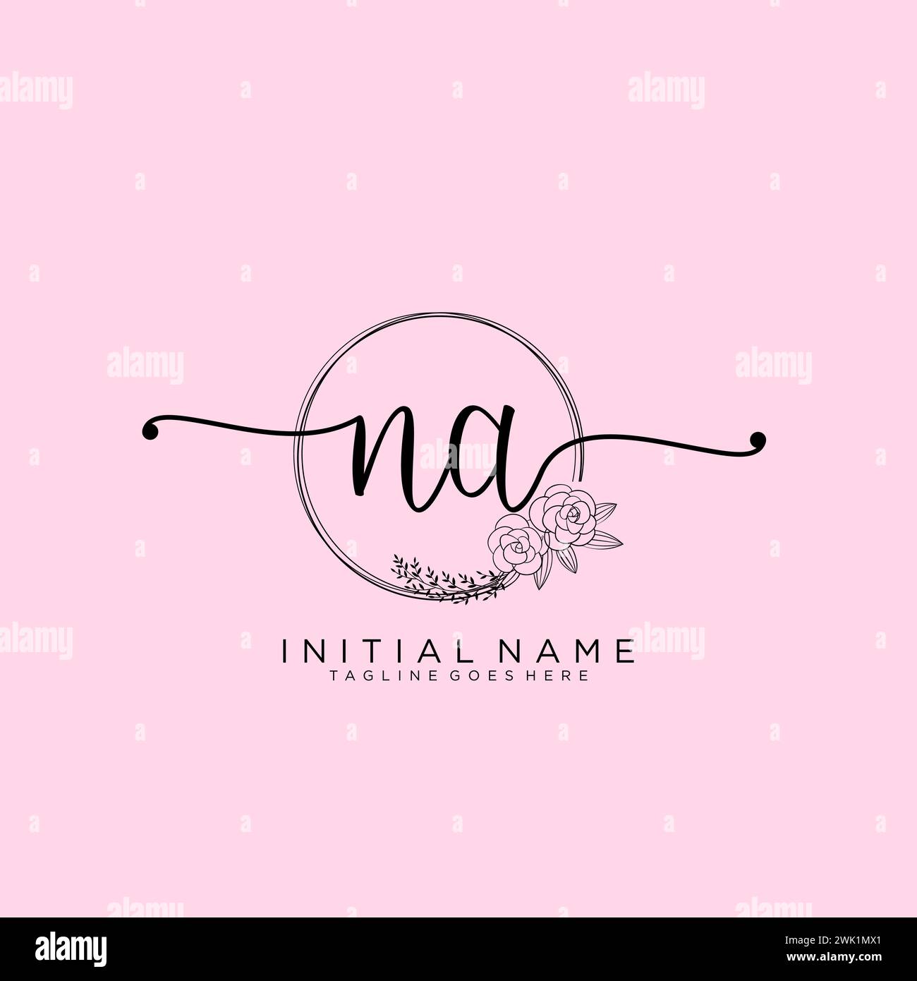 NA Initial handwriting logo with circle Stock Vector