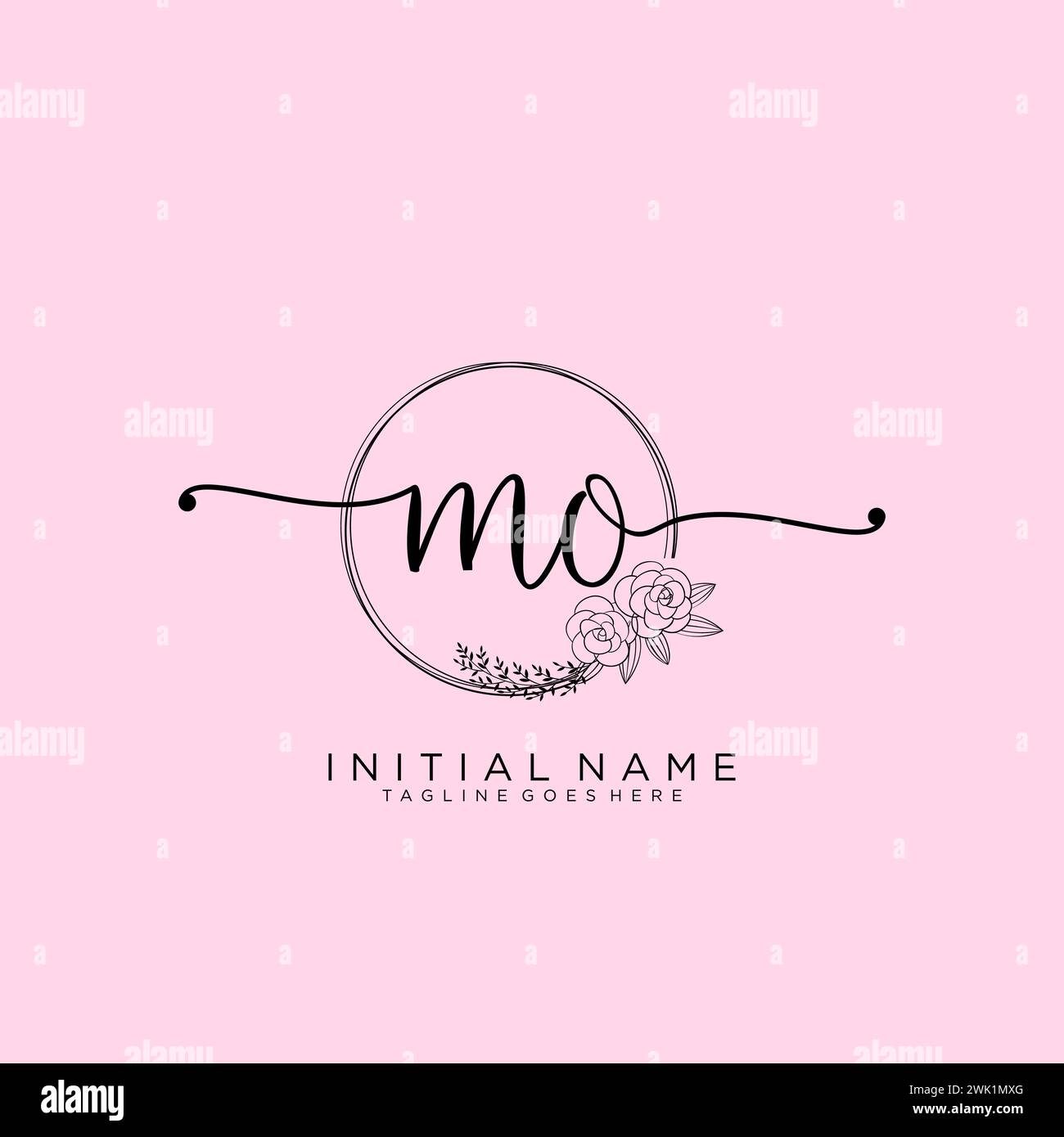 MO Initial handwriting logo with circle Stock Vector