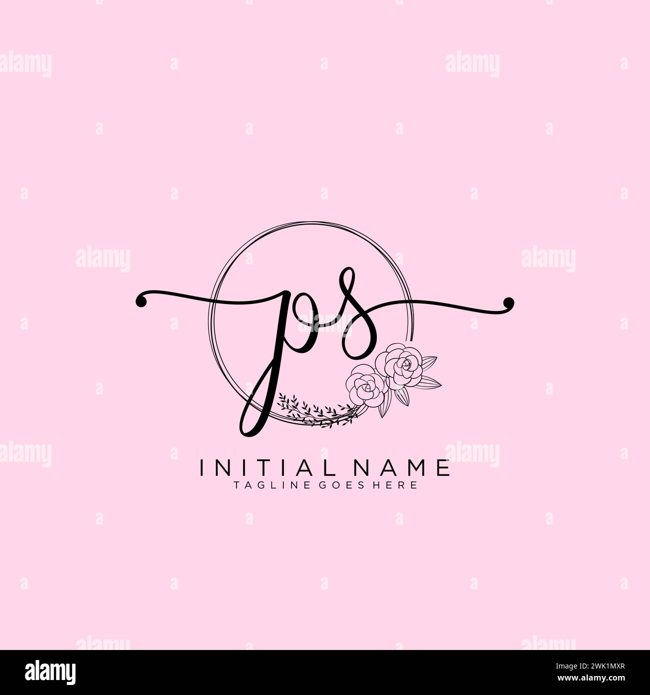 PS Initial handwriting logo with circle Stock Vector