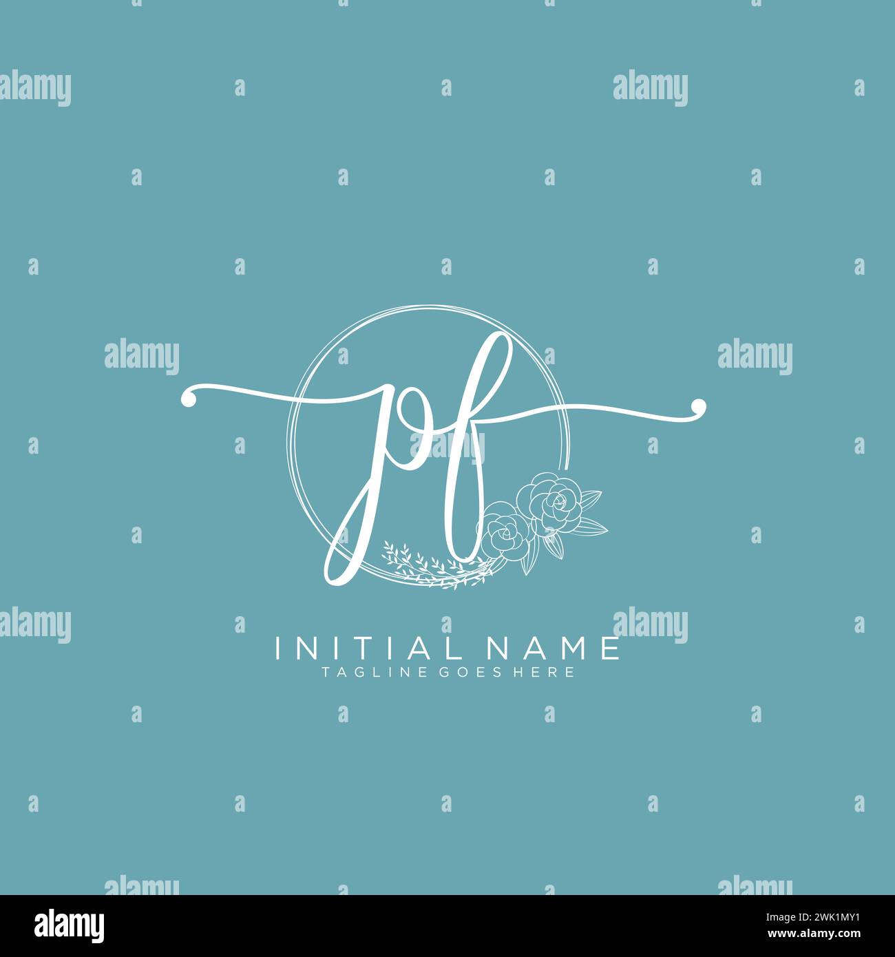 PF Initial handwriting logo with circle Stock Vector
