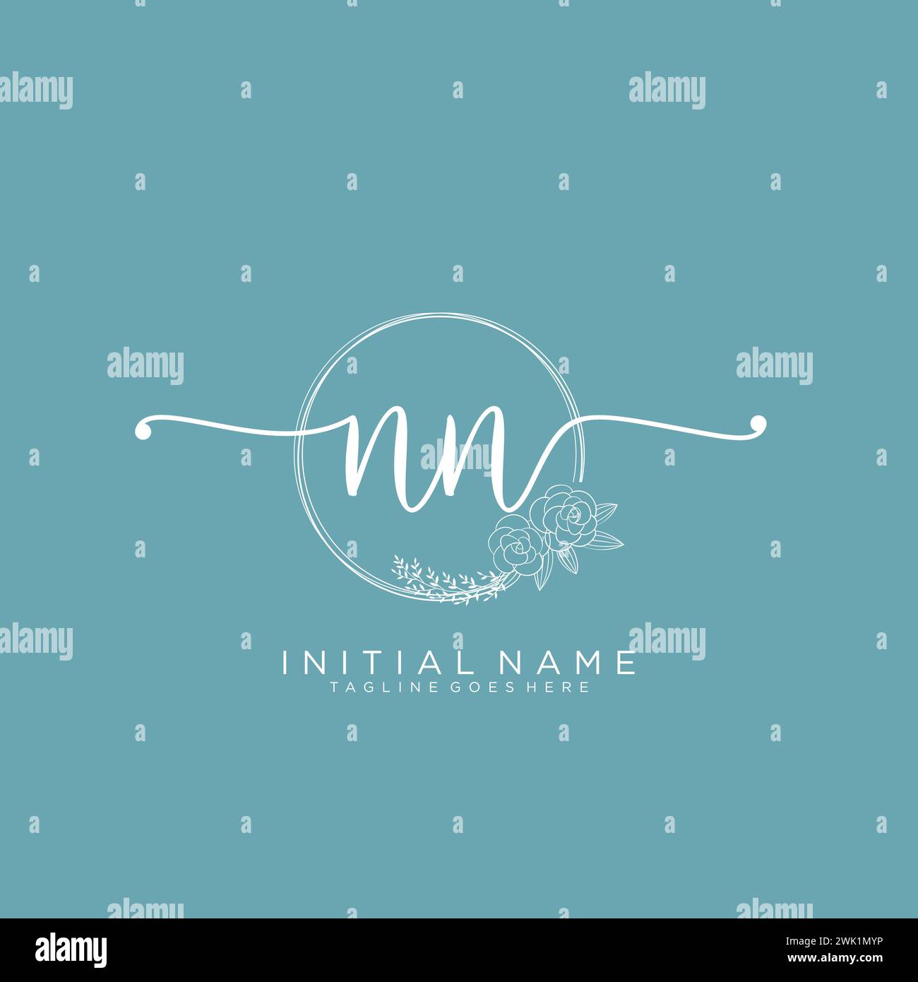 NN Initial handwriting logo with circle Stock Vector