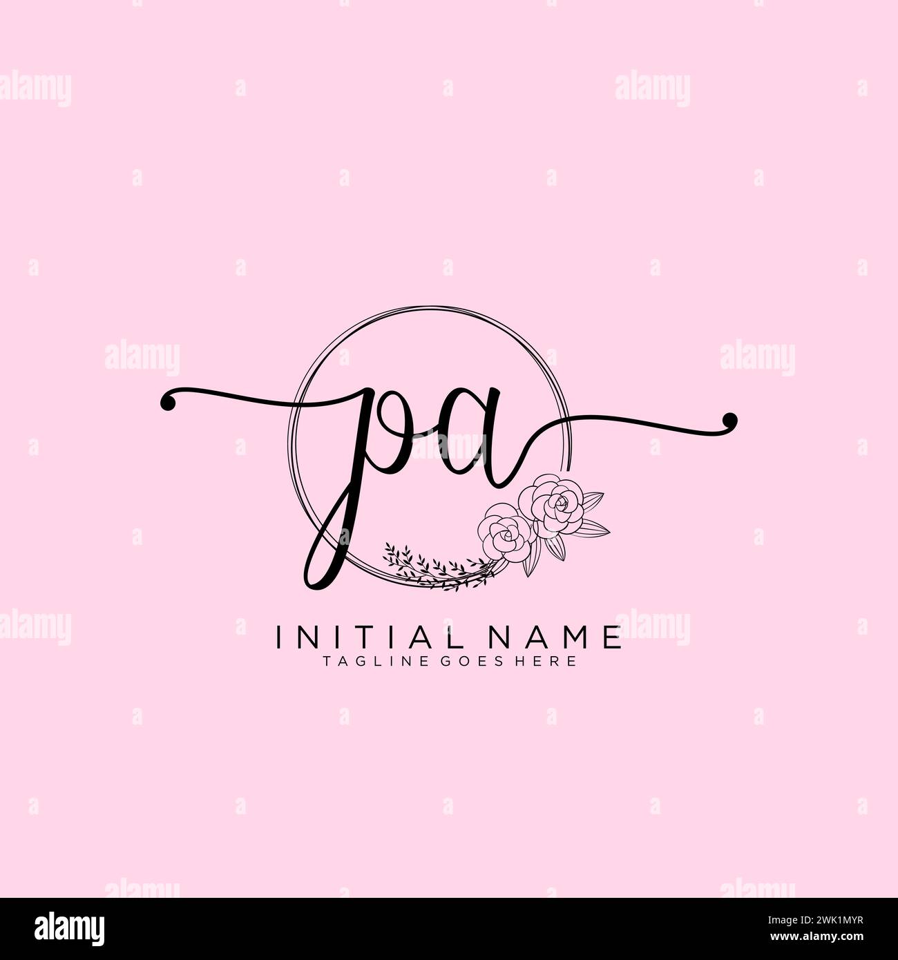 PA Initial handwriting logo with circle Stock Vector