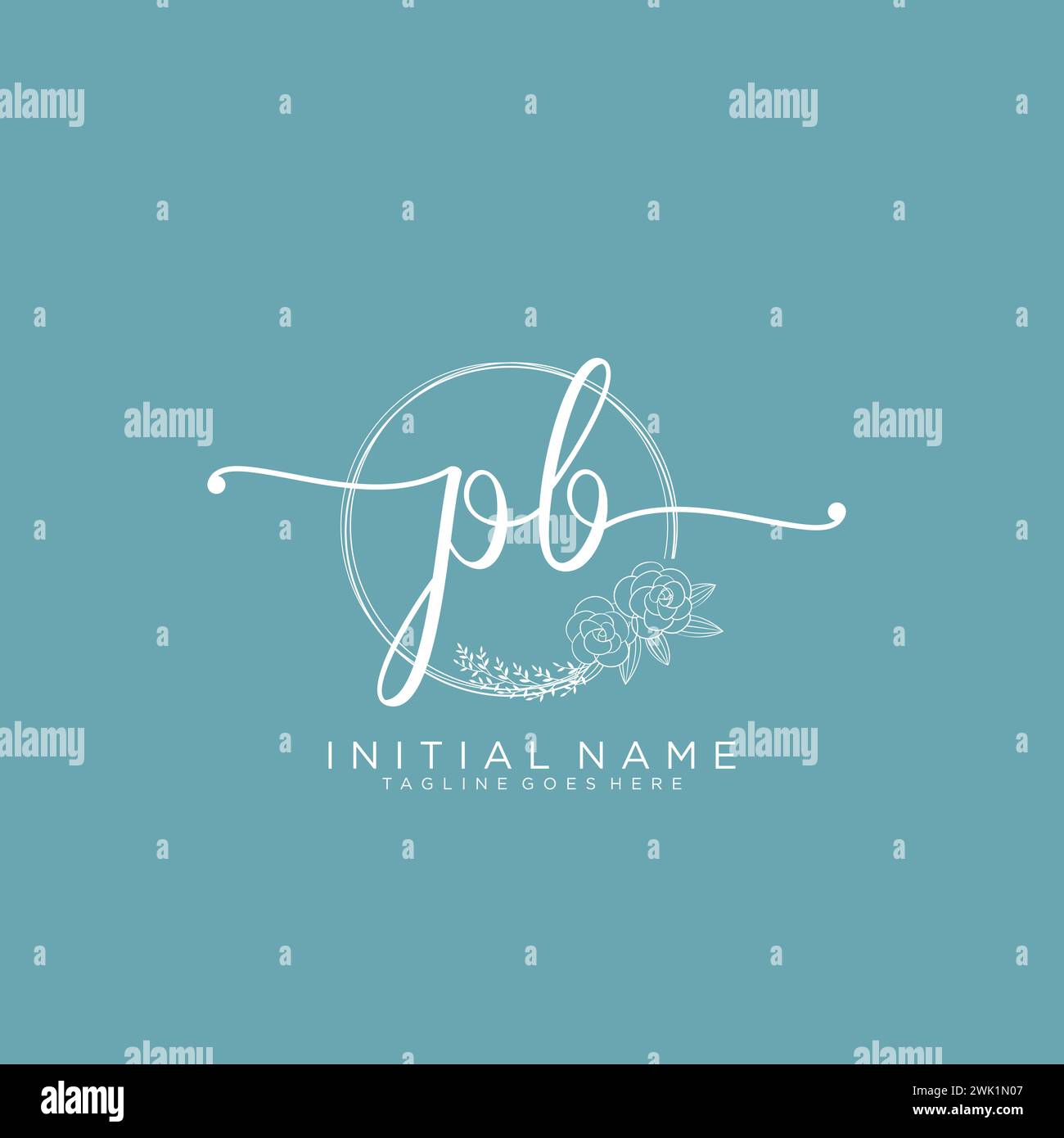 PB Initial handwriting logo with circle Stock Vector