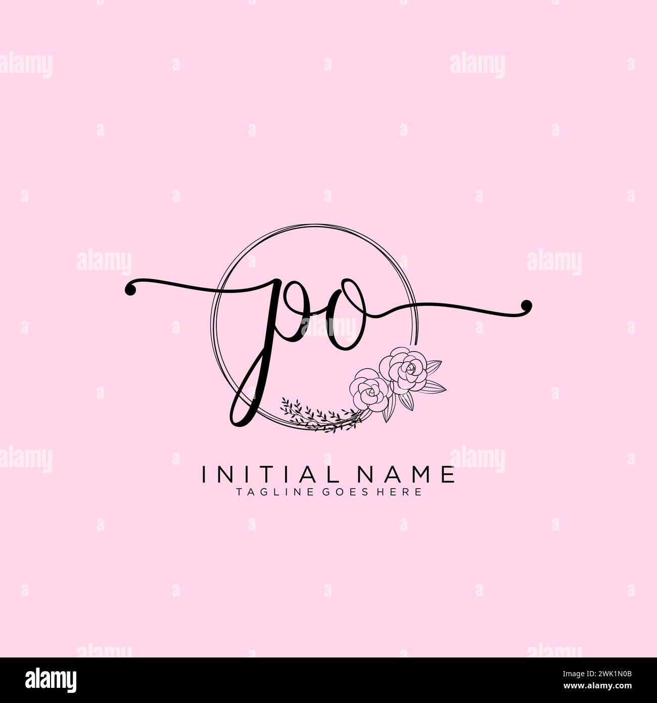 PO Initial handwriting logo with circle Stock Vector