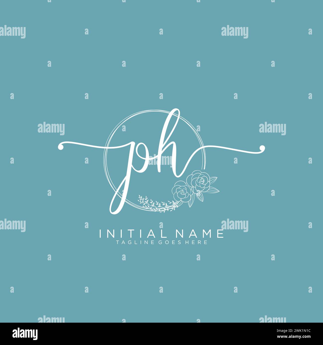 PH Initial handwriting logo with circle Stock Vector