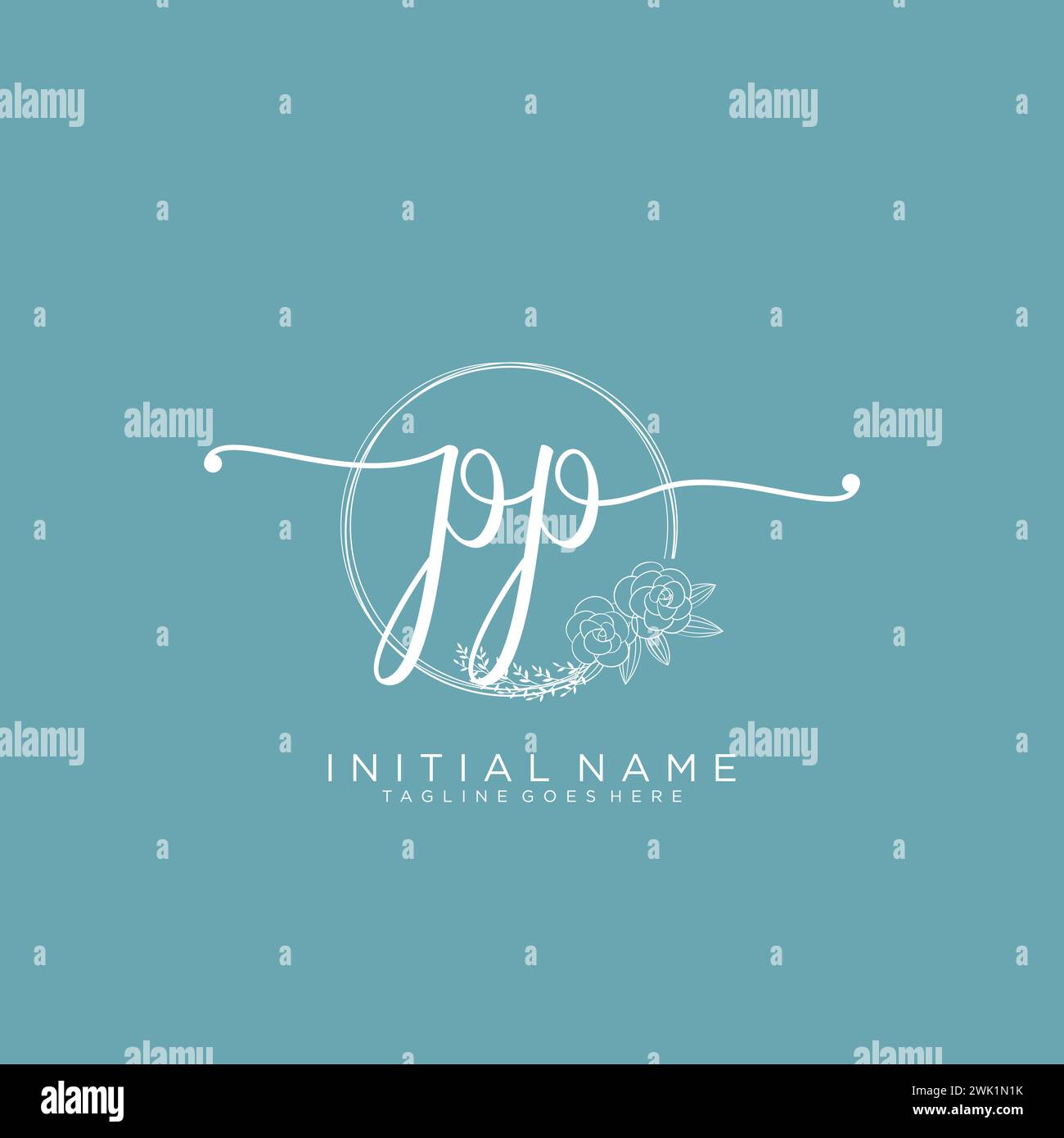 PP Initial handwriting logo with circle Stock Vector