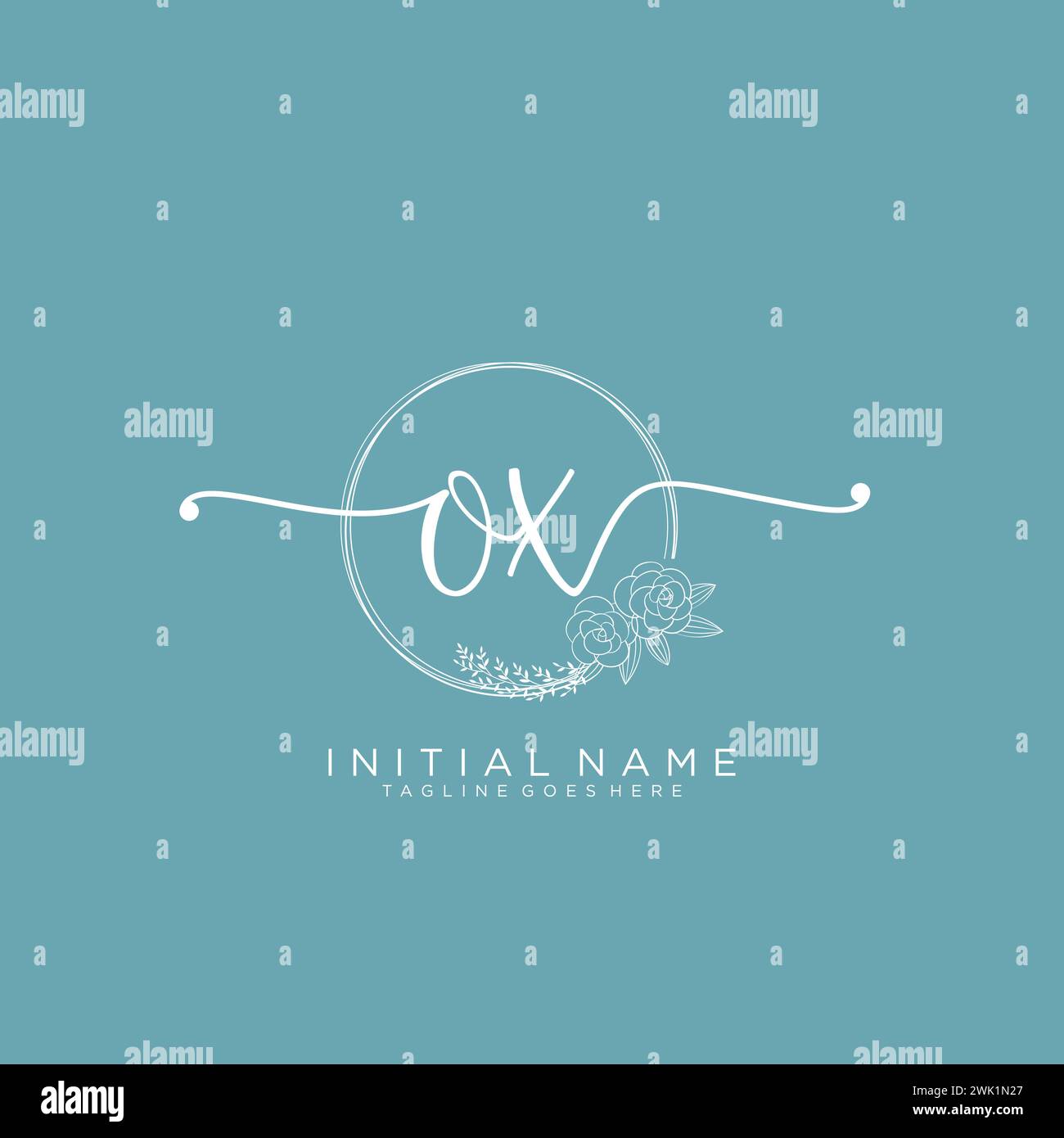 OX Initial handwriting logo with circle Stock Vector