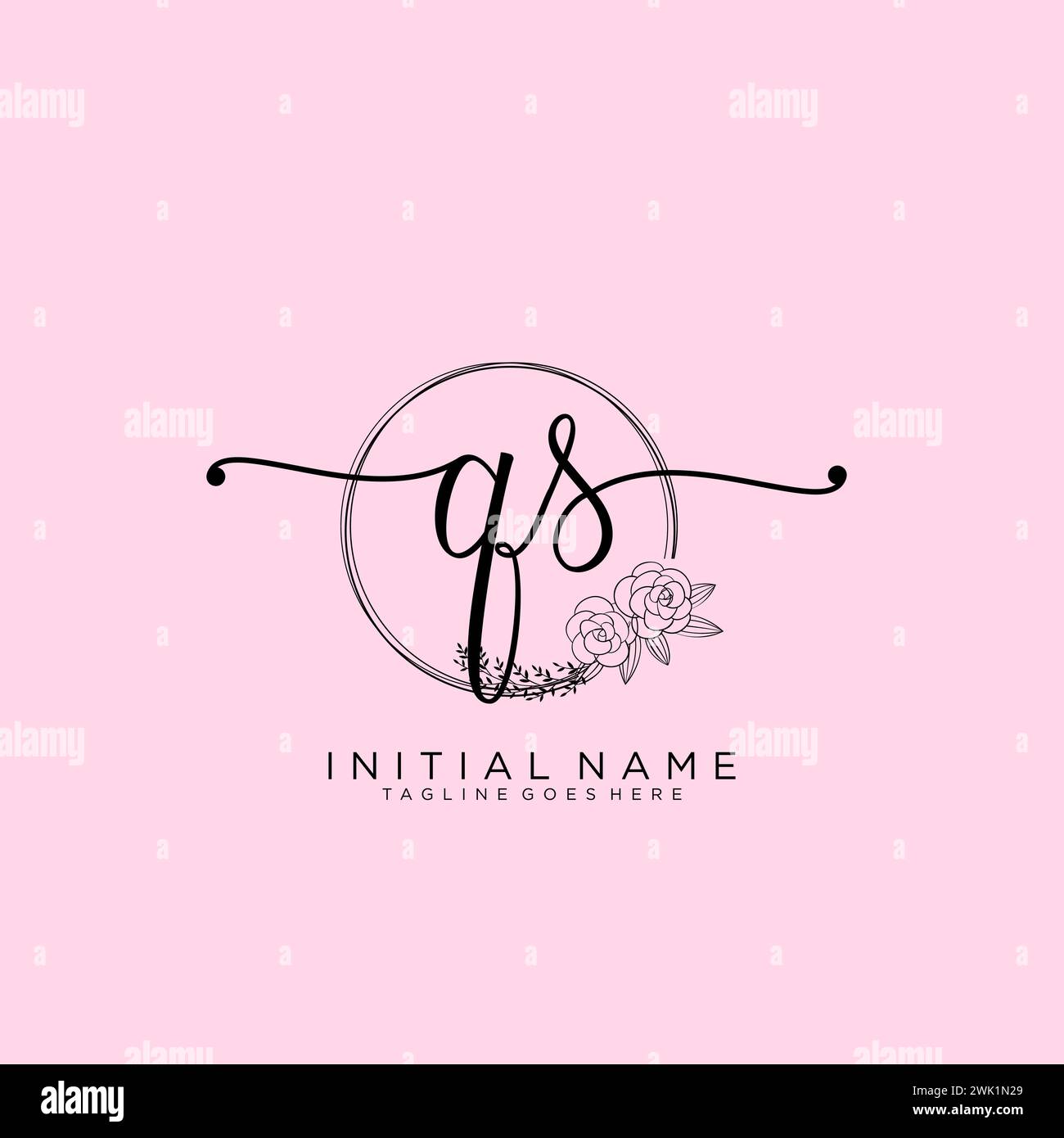 QS Initial handwriting logo with circle Stock Vector