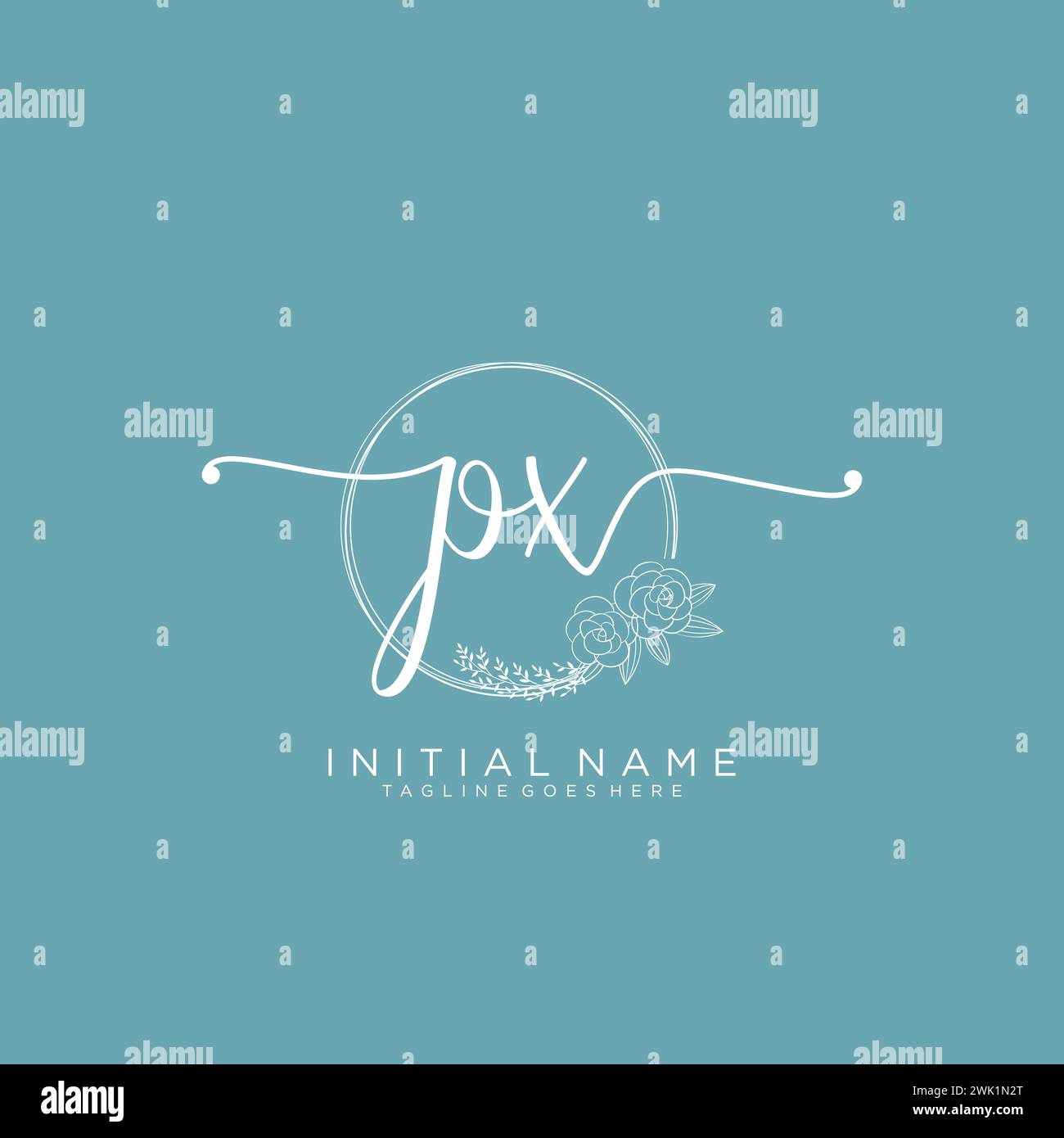 PX Initial handwriting logo with circle Stock Vector