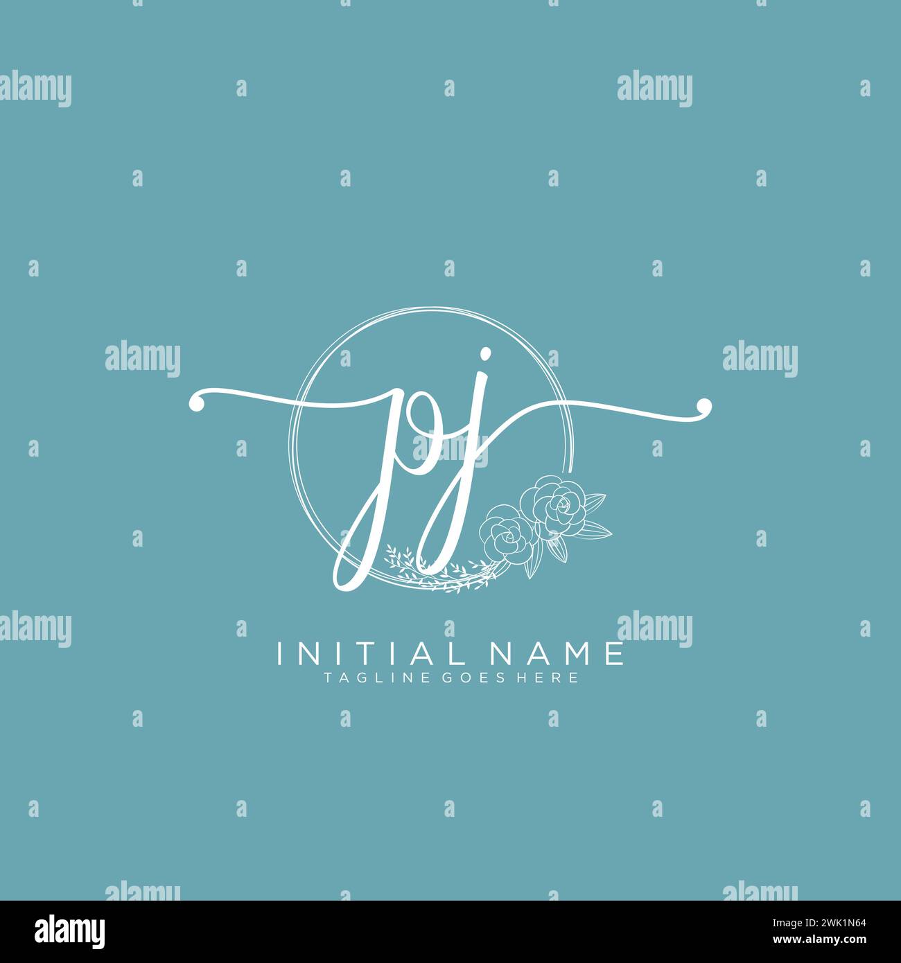 PJ Initial handwriting logo with circle Stock Vector