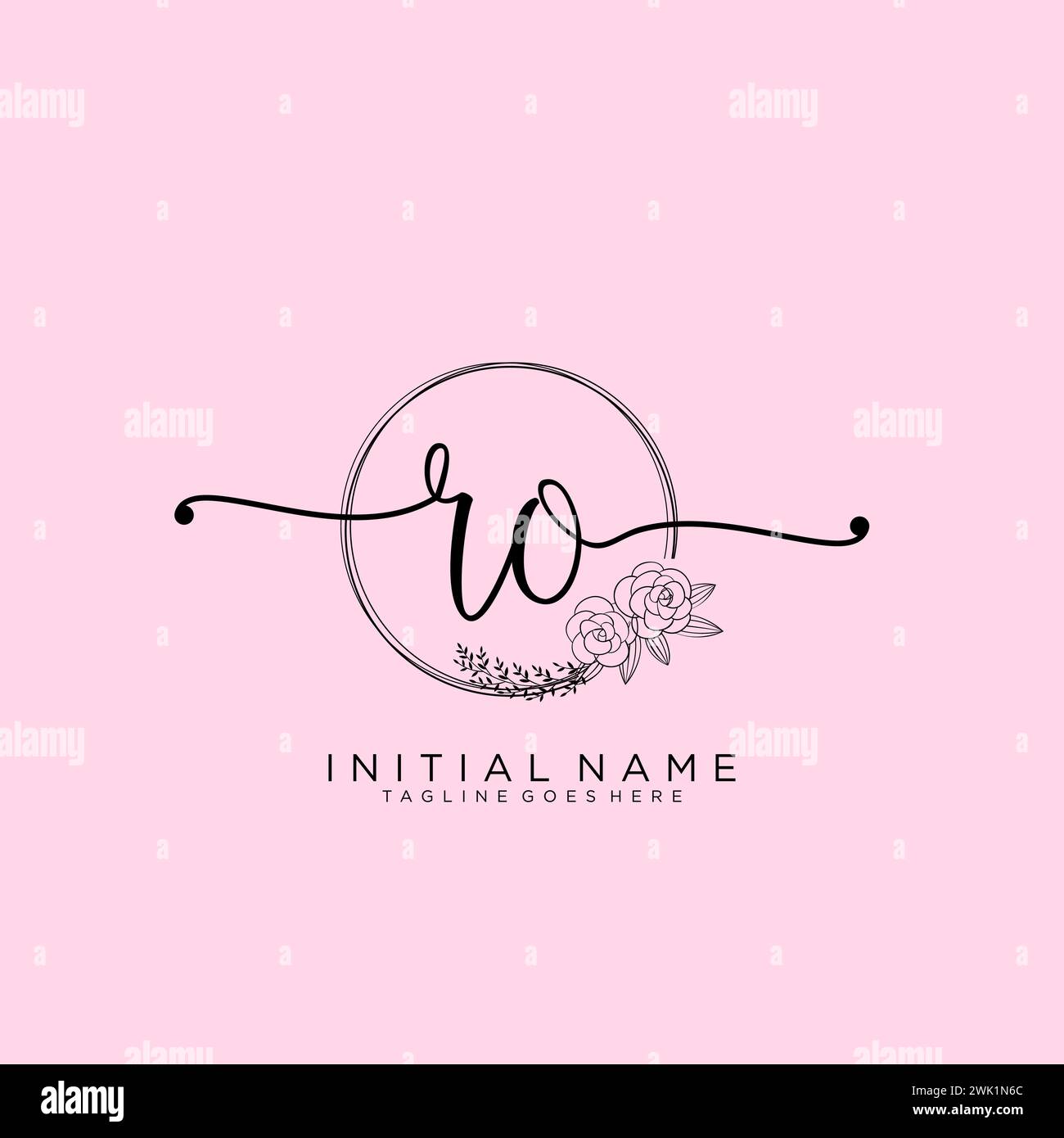 RO Initial handwriting logo with circle Stock Vector