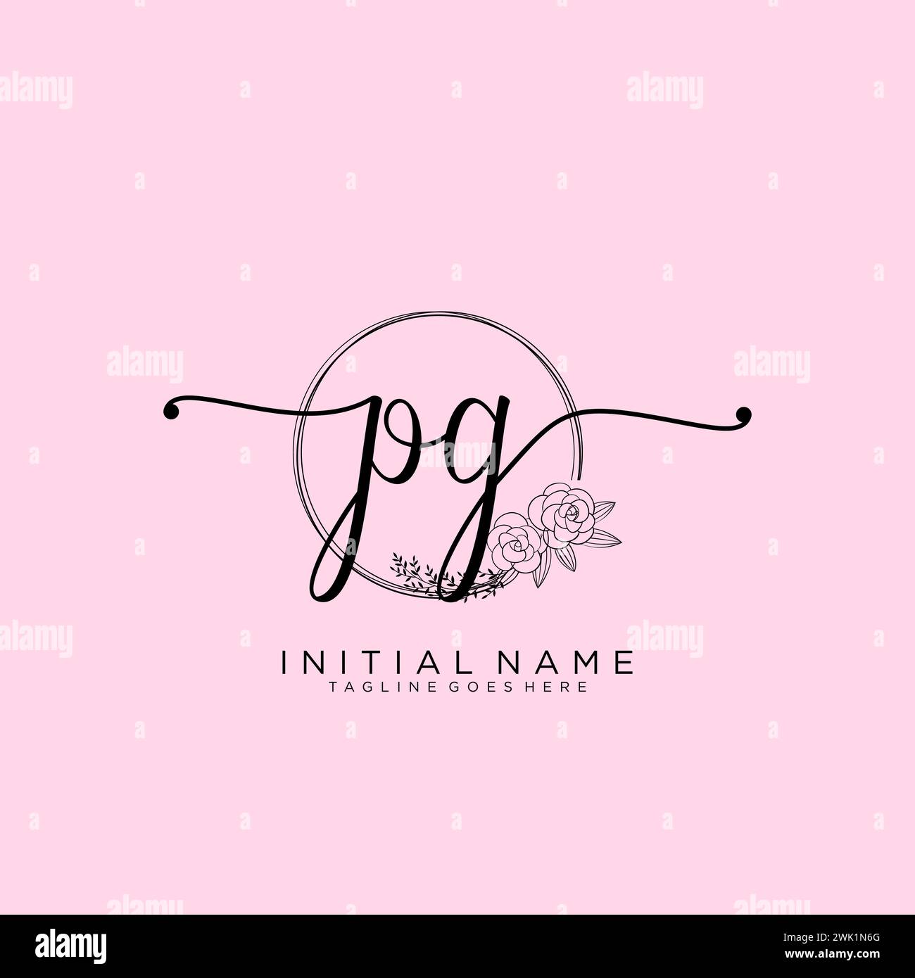 PG Initial handwriting logo with circle Stock Vector