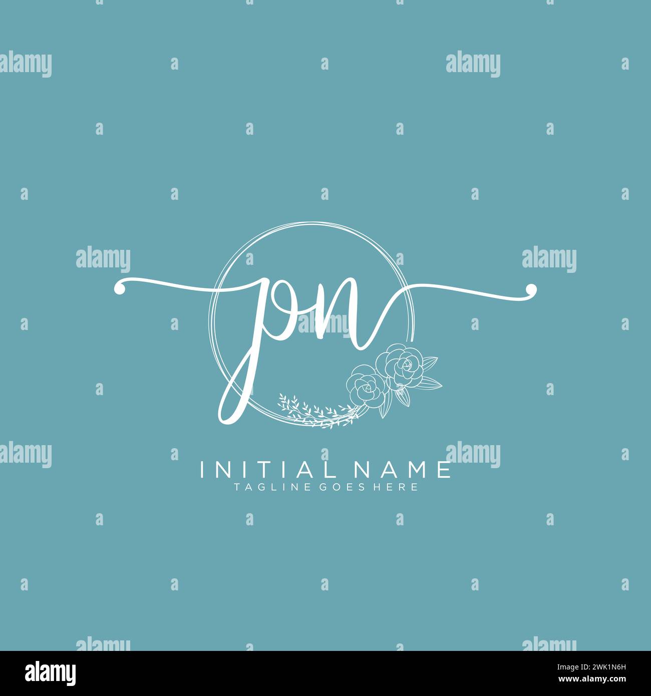PN Initial handwriting logo with circle Stock Vector