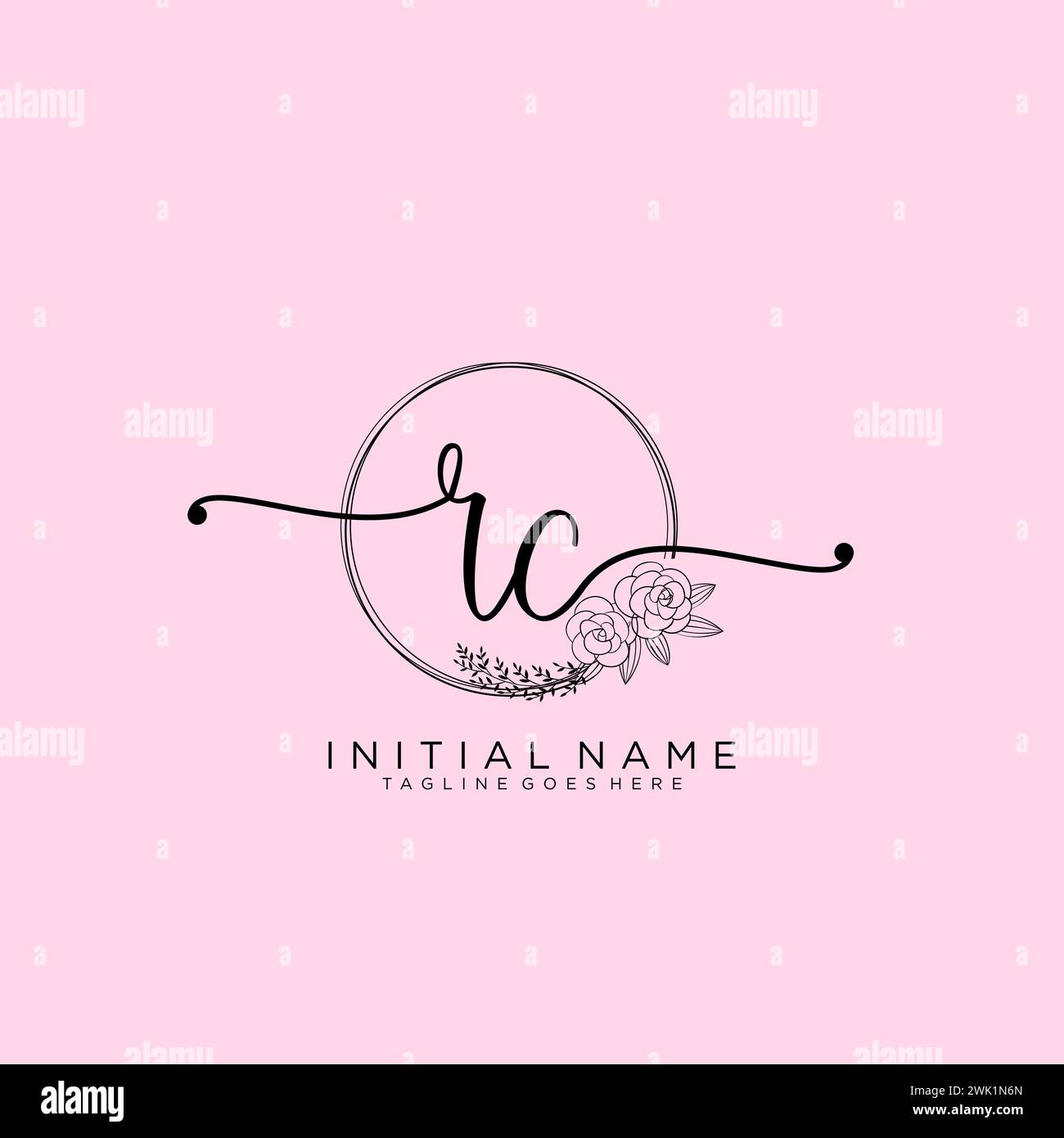 RC Initial handwriting logo with circle Stock Vector