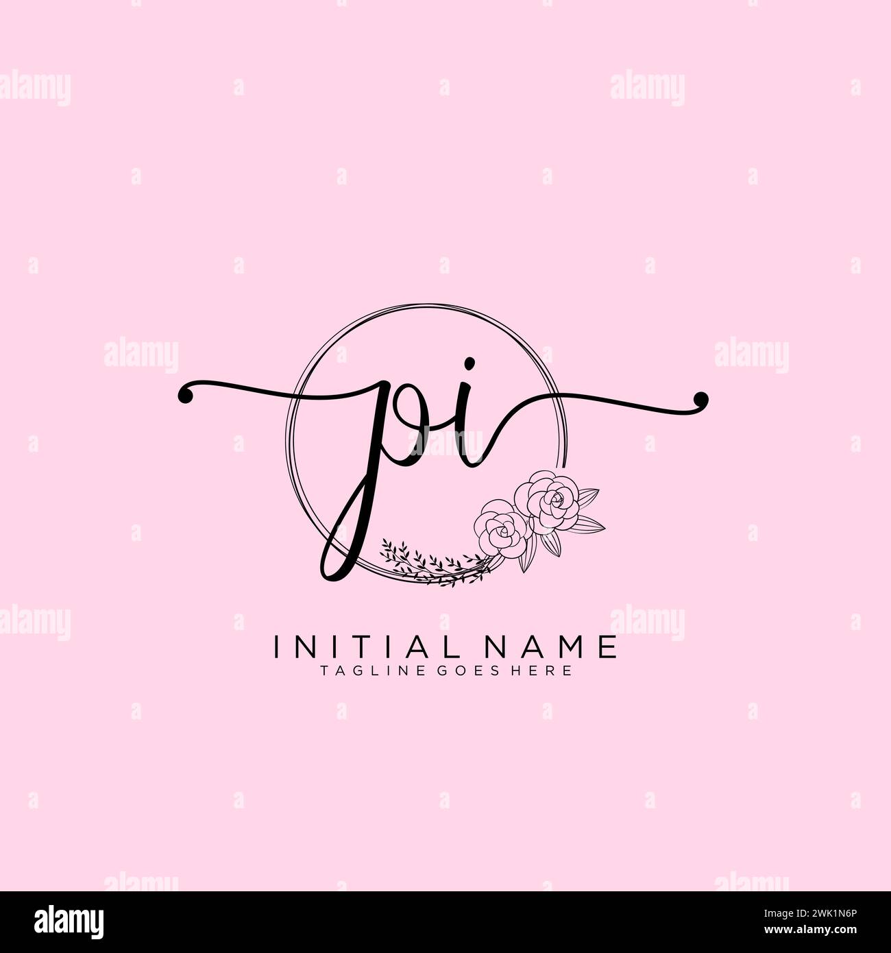 PI Initial handwriting logo with circle Stock Vector
