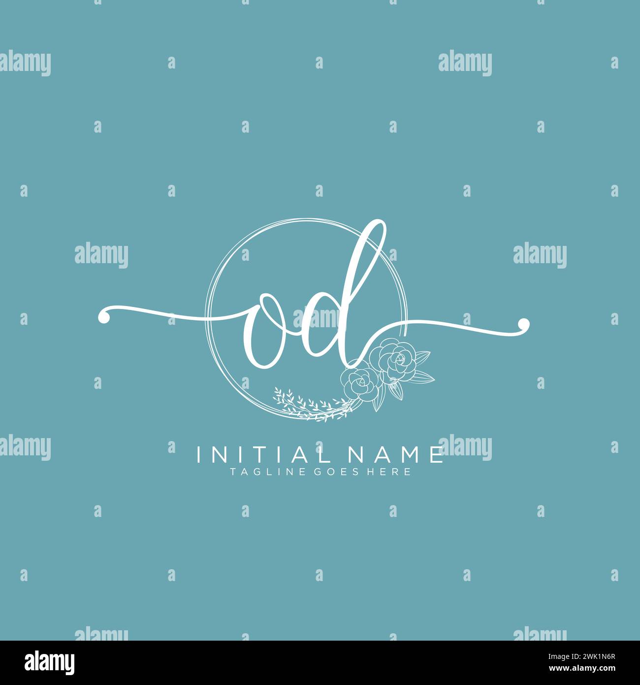 OD Initial handwriting logo with circle Stock Vector