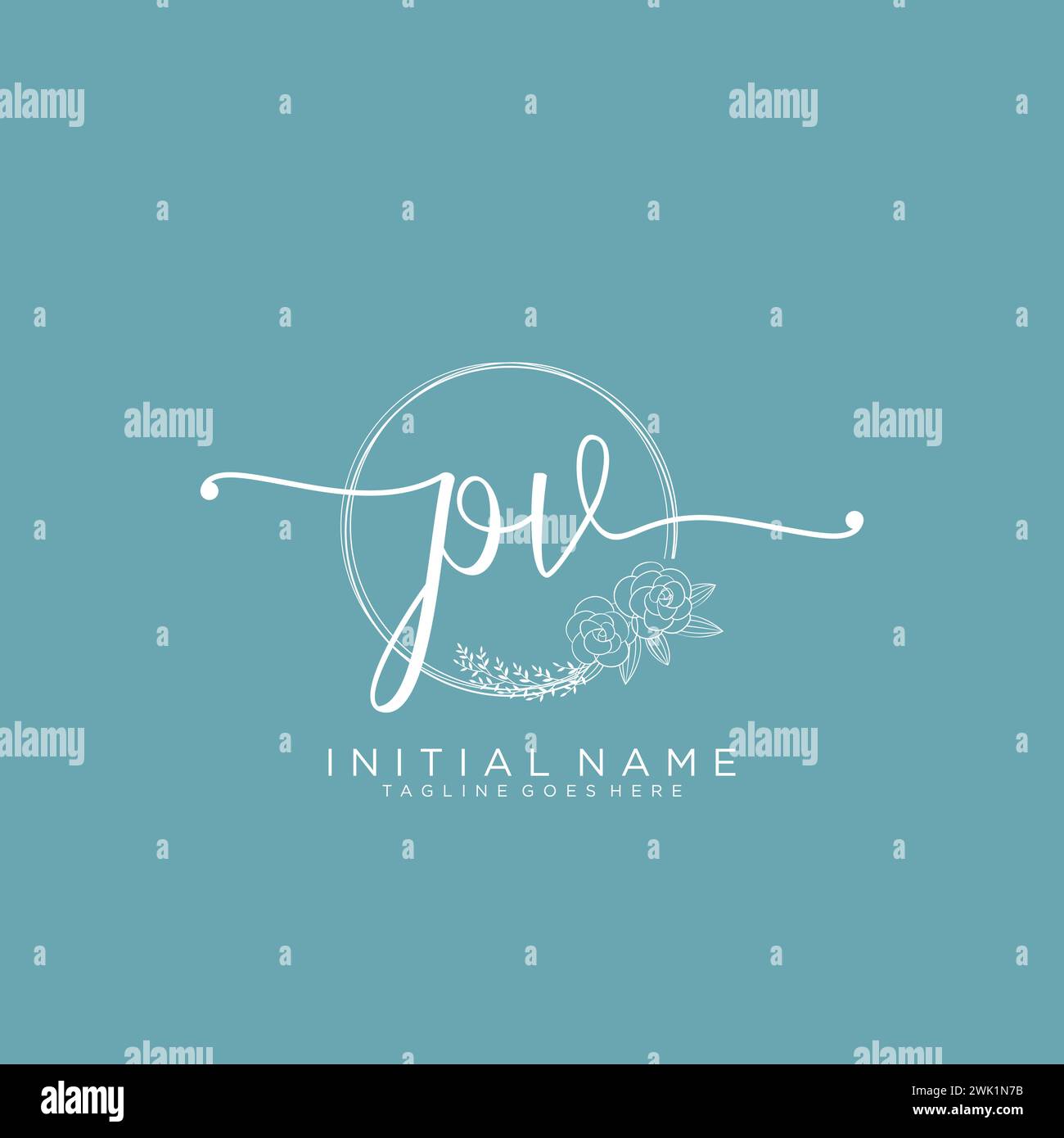 PV Initial handwriting logo with circle Stock Vector