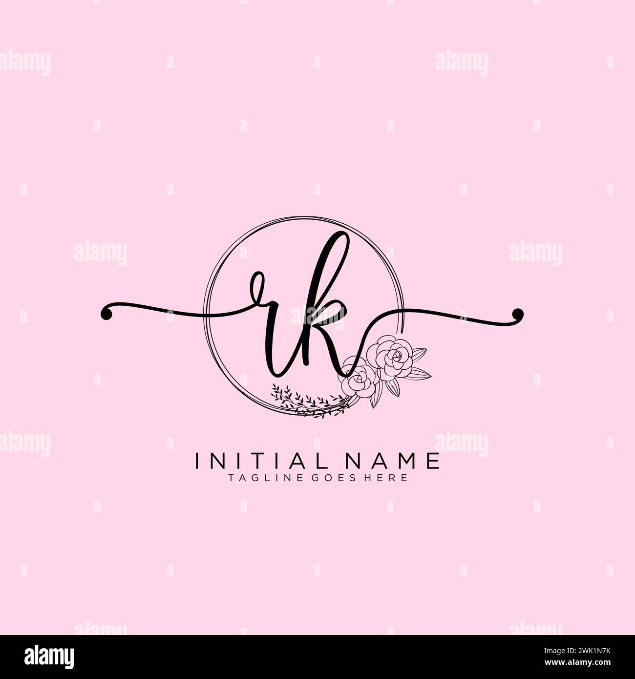 RK Initial handwriting logo with circle Stock Vector