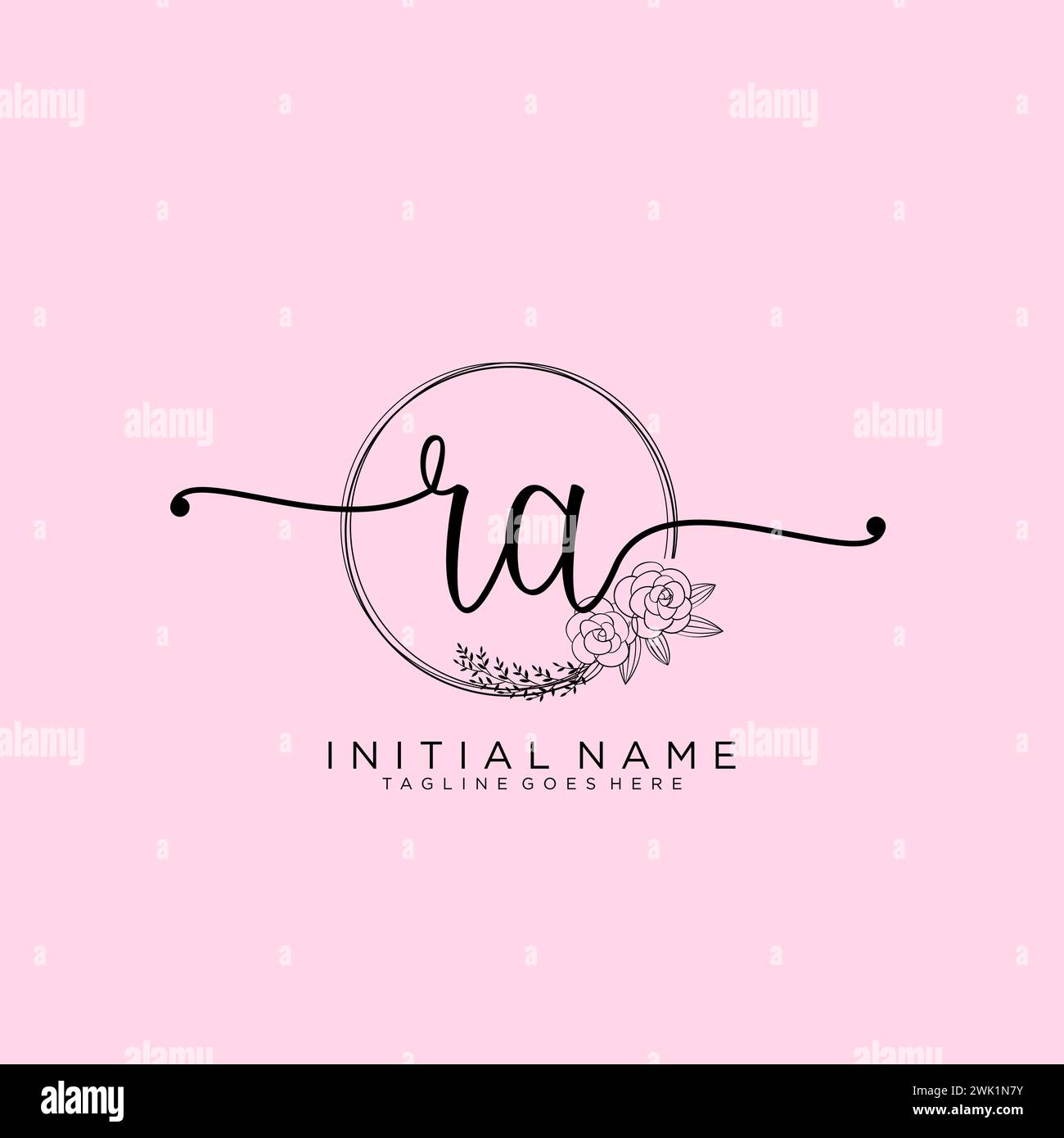 RA Initial handwriting logo with circle Stock Vector