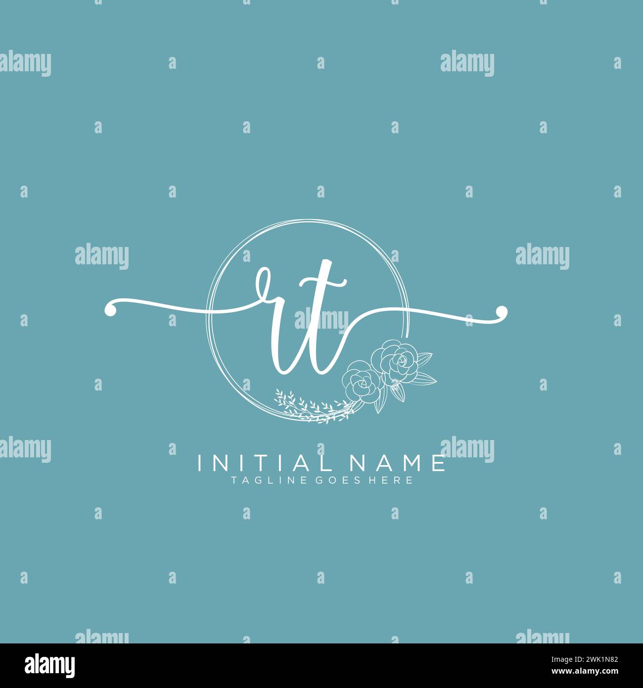 RT Initial handwriting logo with circle Stock Vector