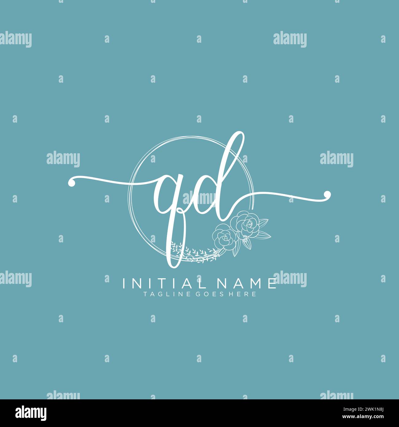 QD Initial handwriting logo with circle Stock Vector