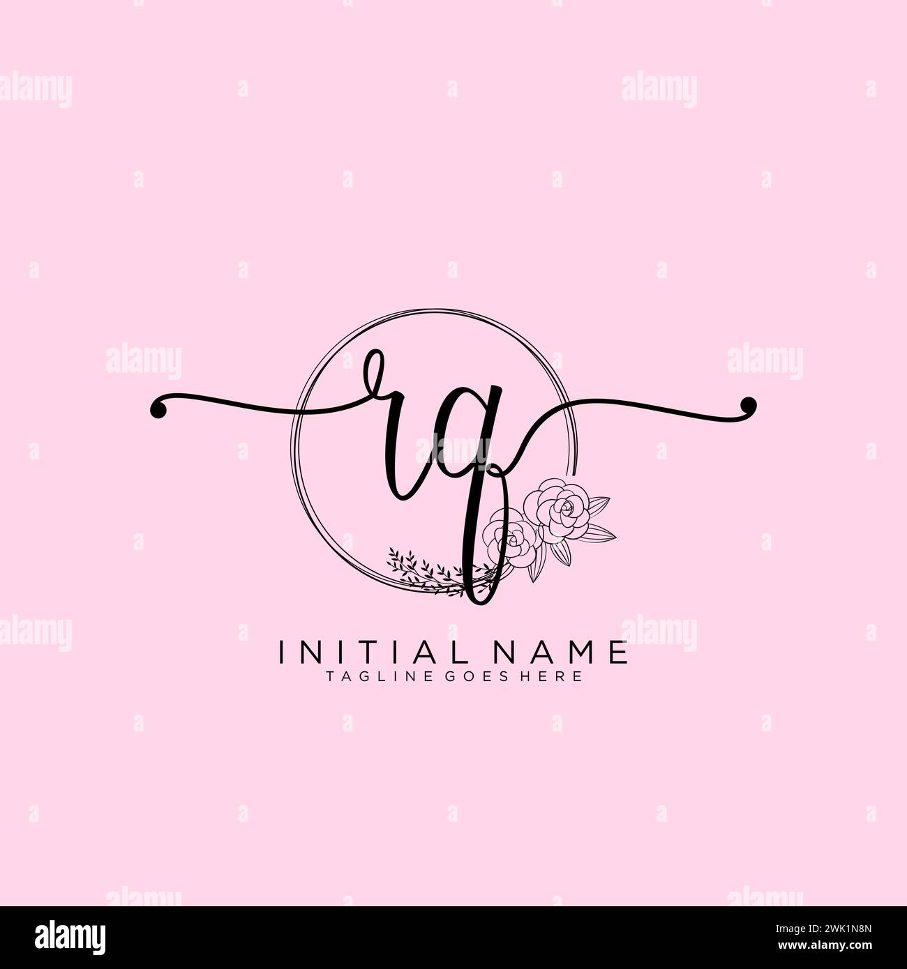 RQ Initial handwriting logo with circle Stock Vector