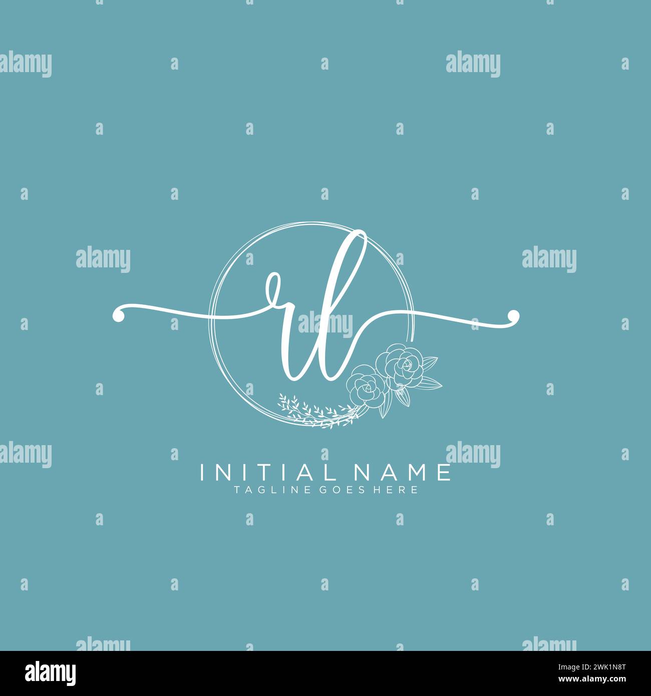 RL Initial handwriting logo with circle Stock Vector
