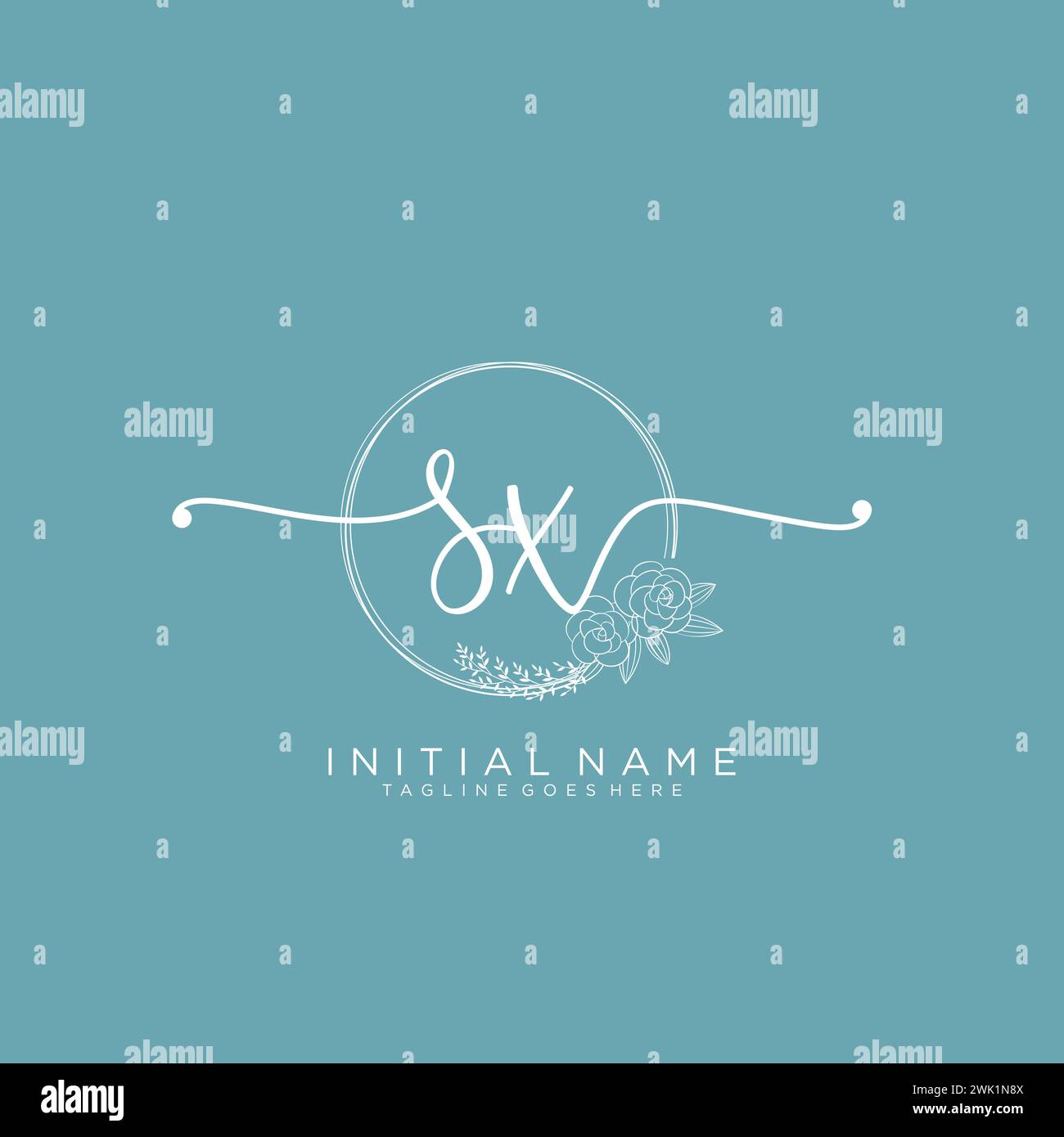 SX Initial handwriting logo with circle Stock Vector
