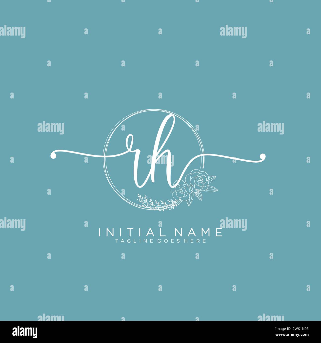 RH Initial handwriting logo with circle Stock Vector