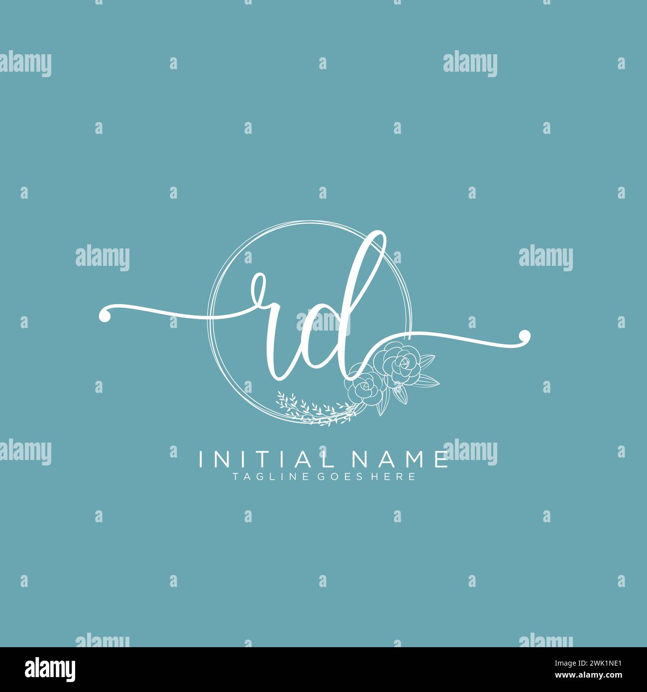 RD Initial handwriting logo with circle Stock Vector