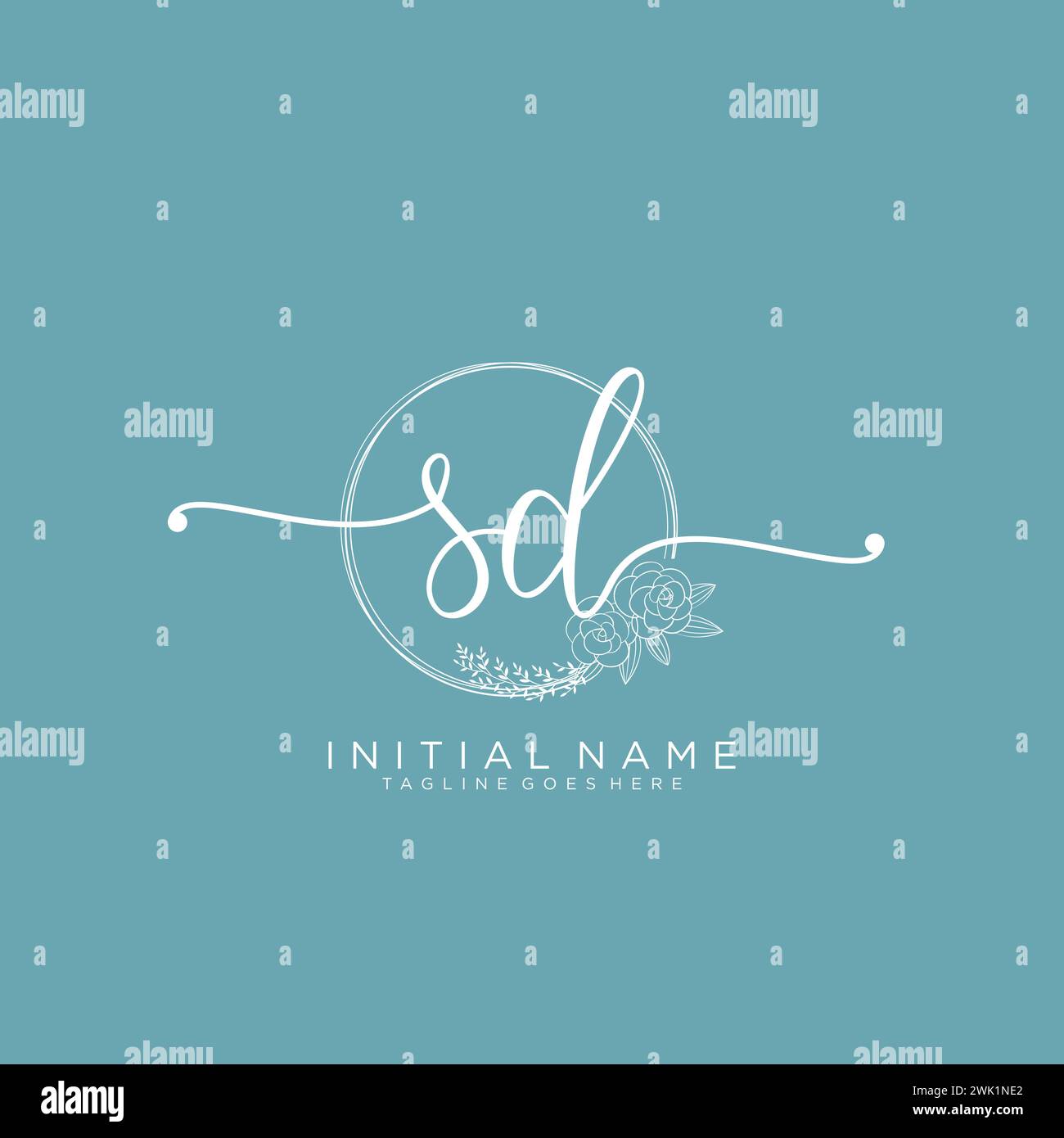 SD Initial handwriting logo with circle Stock Vector