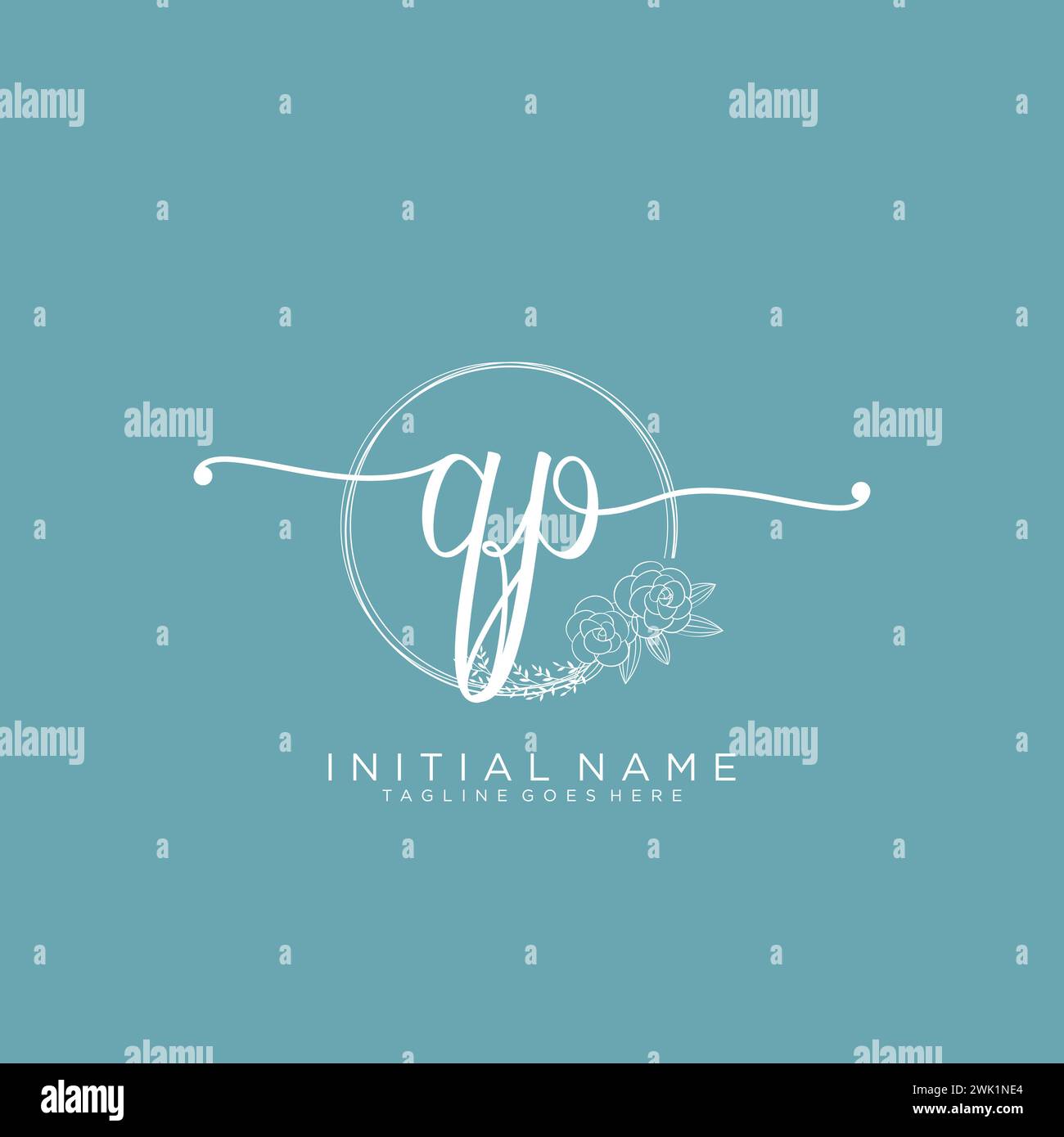 QP Initial handwriting logo with circle Stock Vector