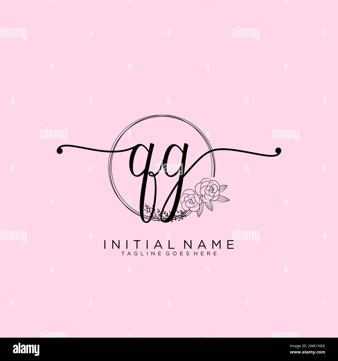 QG Initial handwriting logo with circle Stock Vector